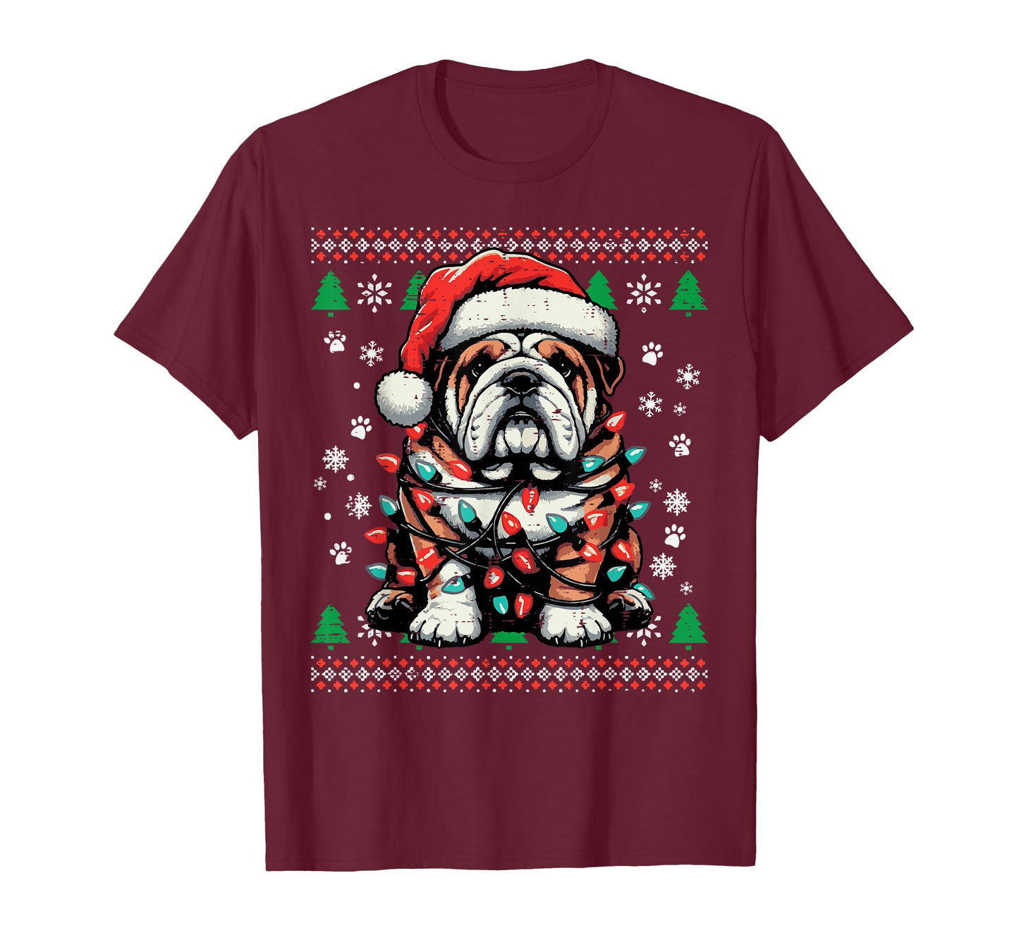 Christmas Dog English Bulldog Santa Ugly Xmas Men Women Kids T-Shirt