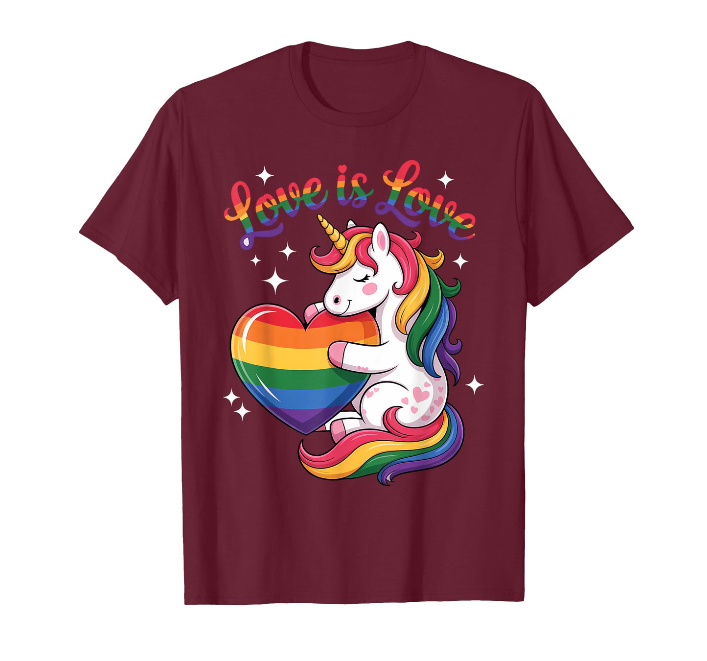 Cute LGBTQ Unicorn With Rainbow Love For Kids Gift T-Shirt