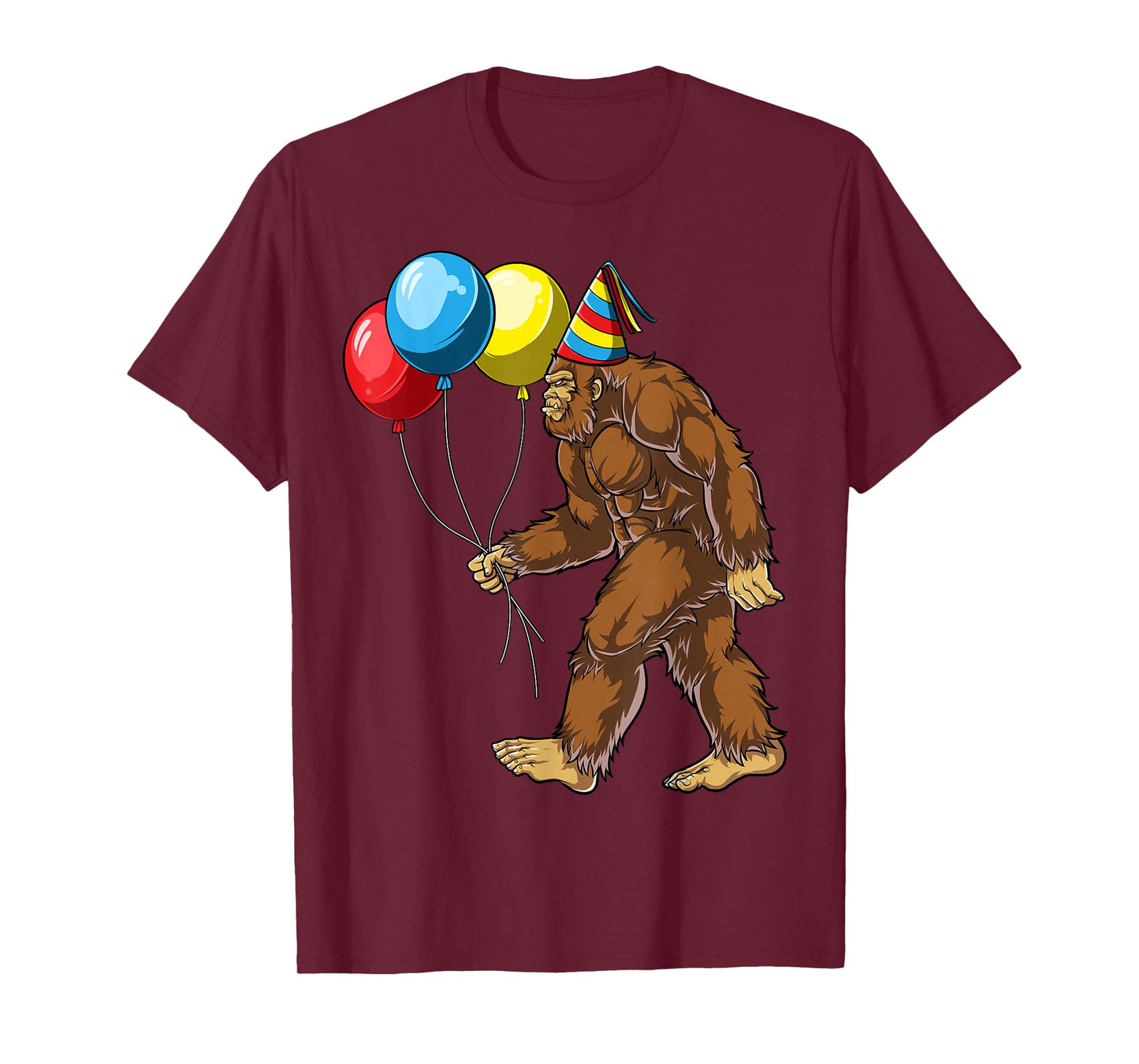 Bigfoot It's My Birthday Party Hat Balloons Boys Sasquatch T-Shirt
