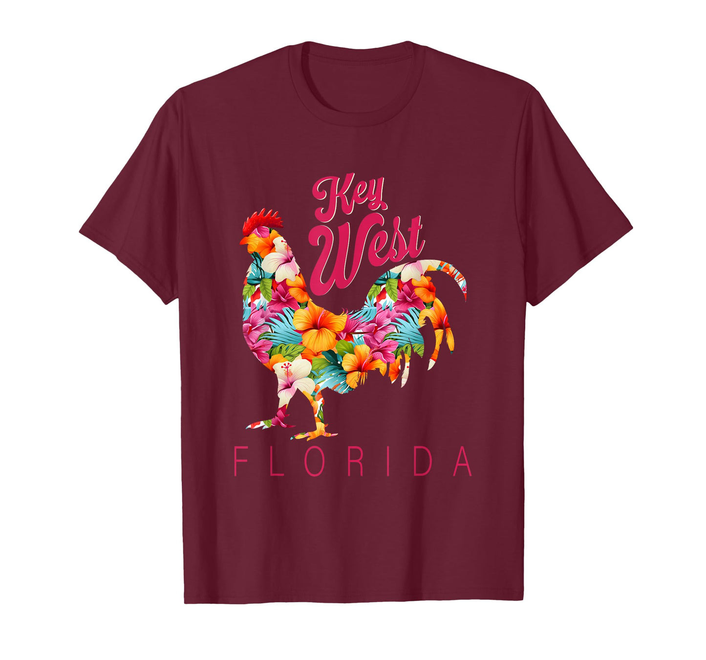Key West Islands Florida Shirt Hibiscus Flower Chicken T-Shirt