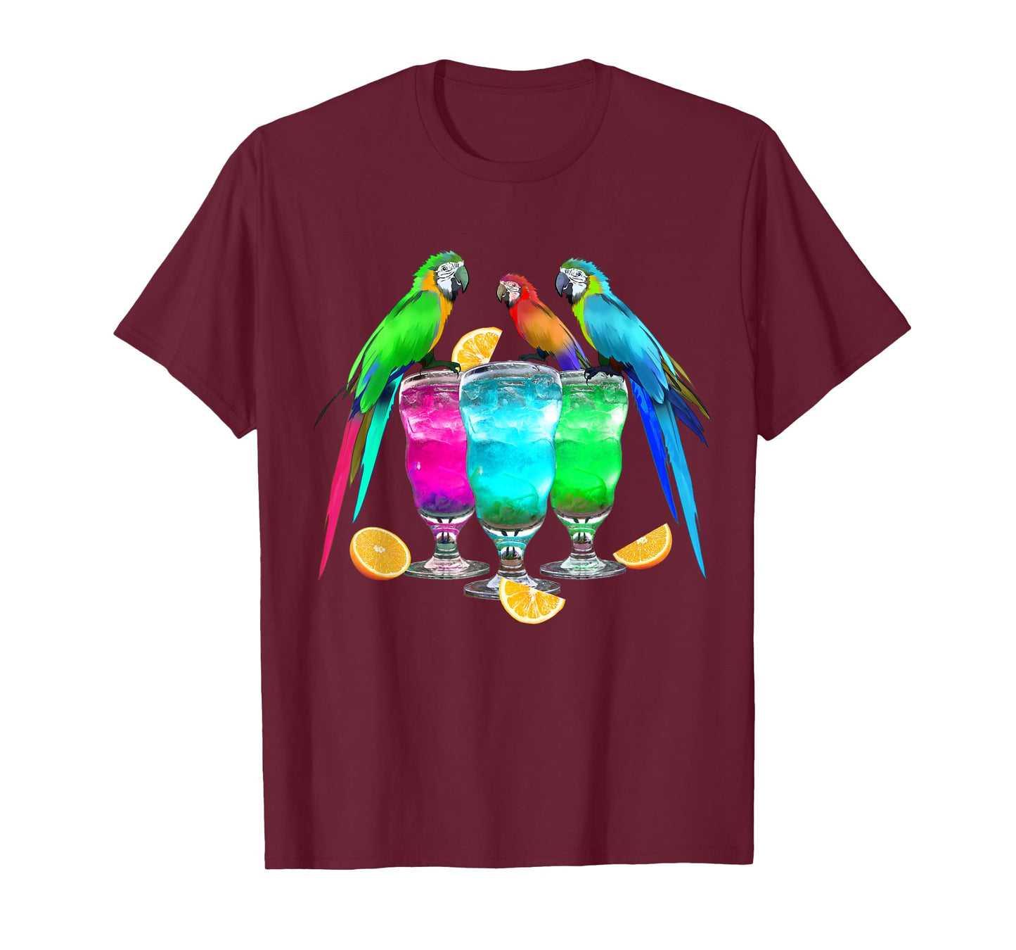 Parrots Drinking Margarita Tropical Birds Vacation Hawaiian T-Shirt