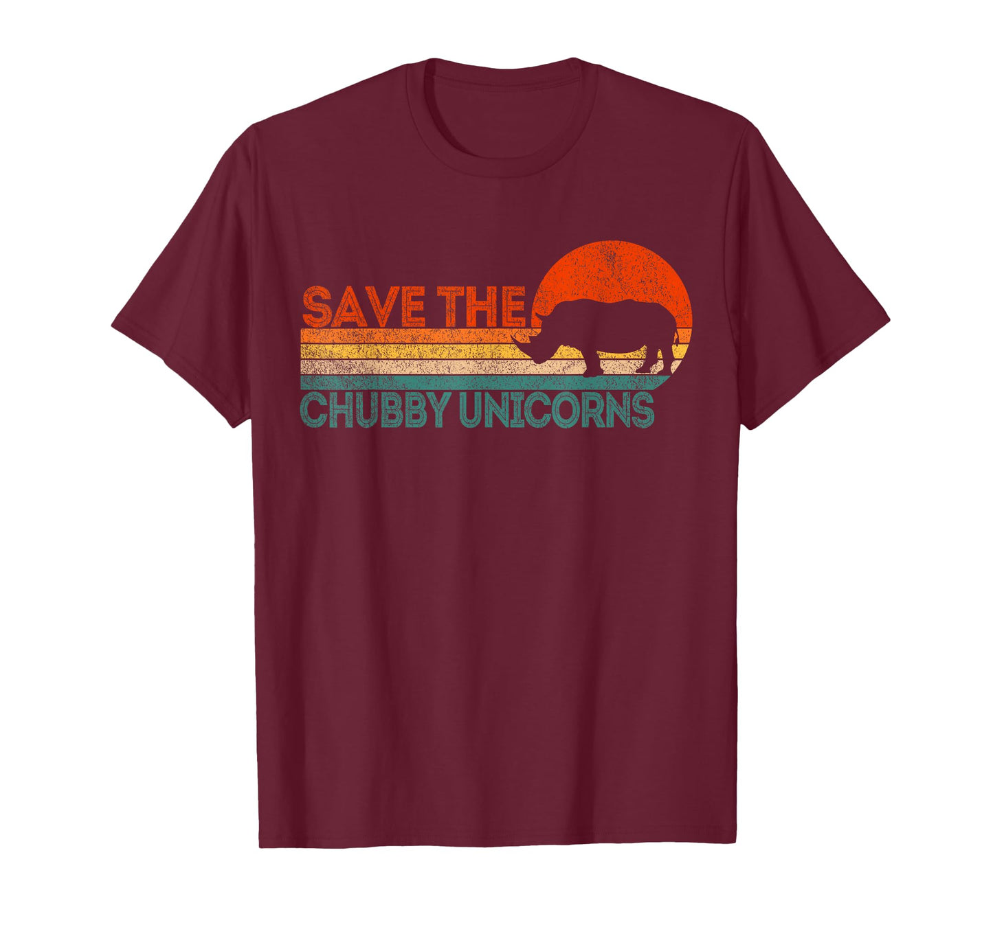 Save The Chubby Unicorns Funny Rhino Chubby Unicorn Retro T-Shirt