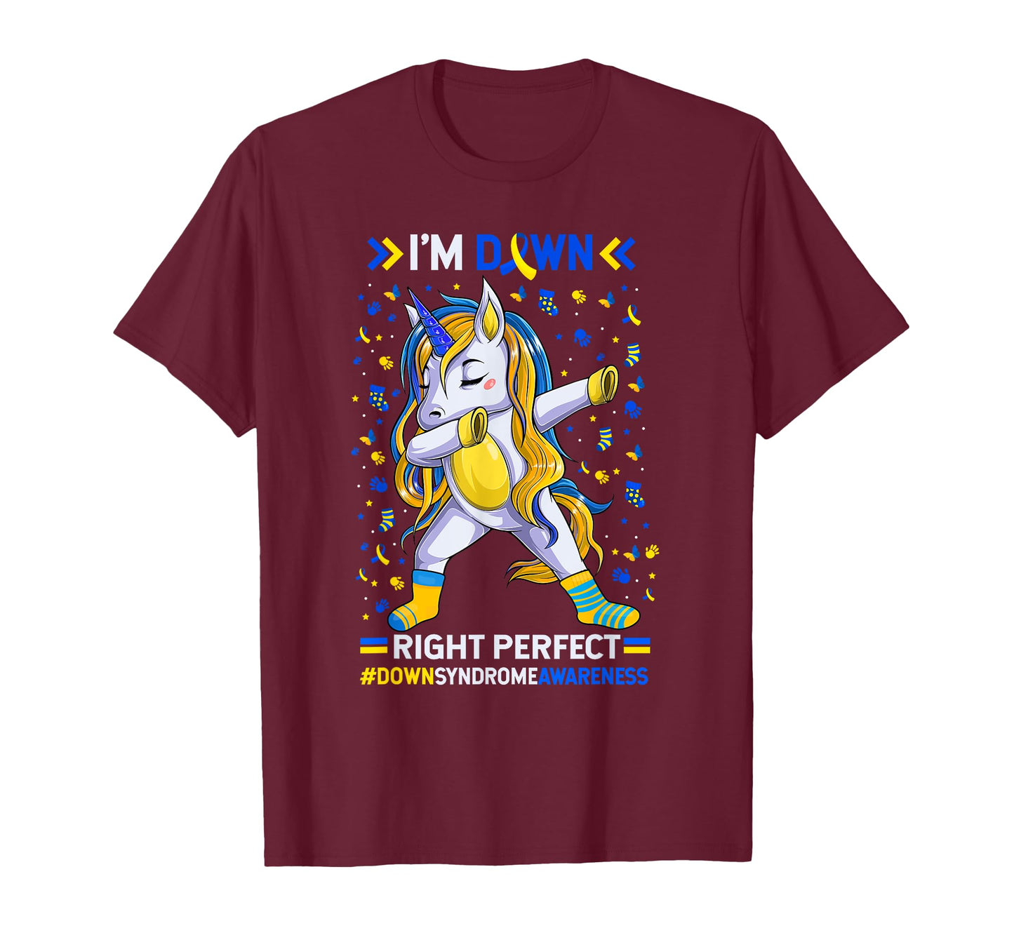 Down syndrome awareness Down Right Perfect Dabbing Unicorn T-Shirt