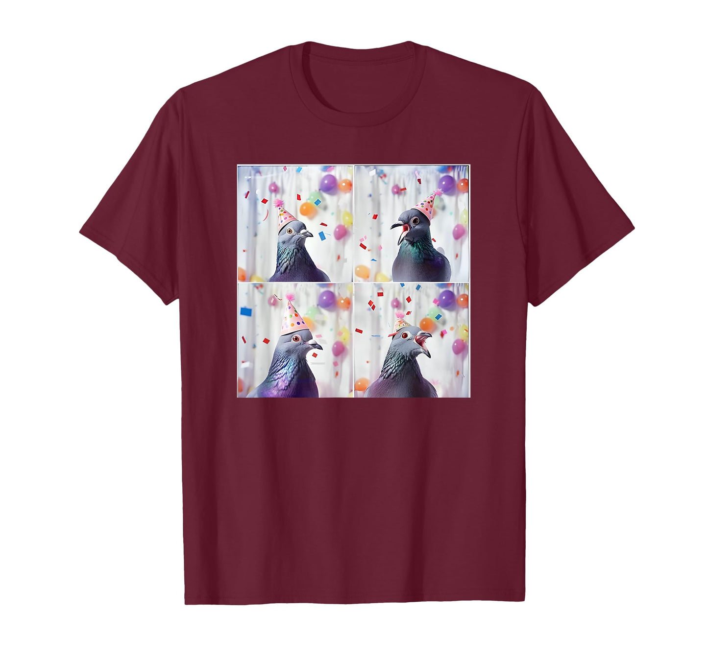 Bird Animal Photobooth Love Pigeons Men Women Kids Pigeon In Hat Party Pigeon Fancier Funny Birthday T-Shirt