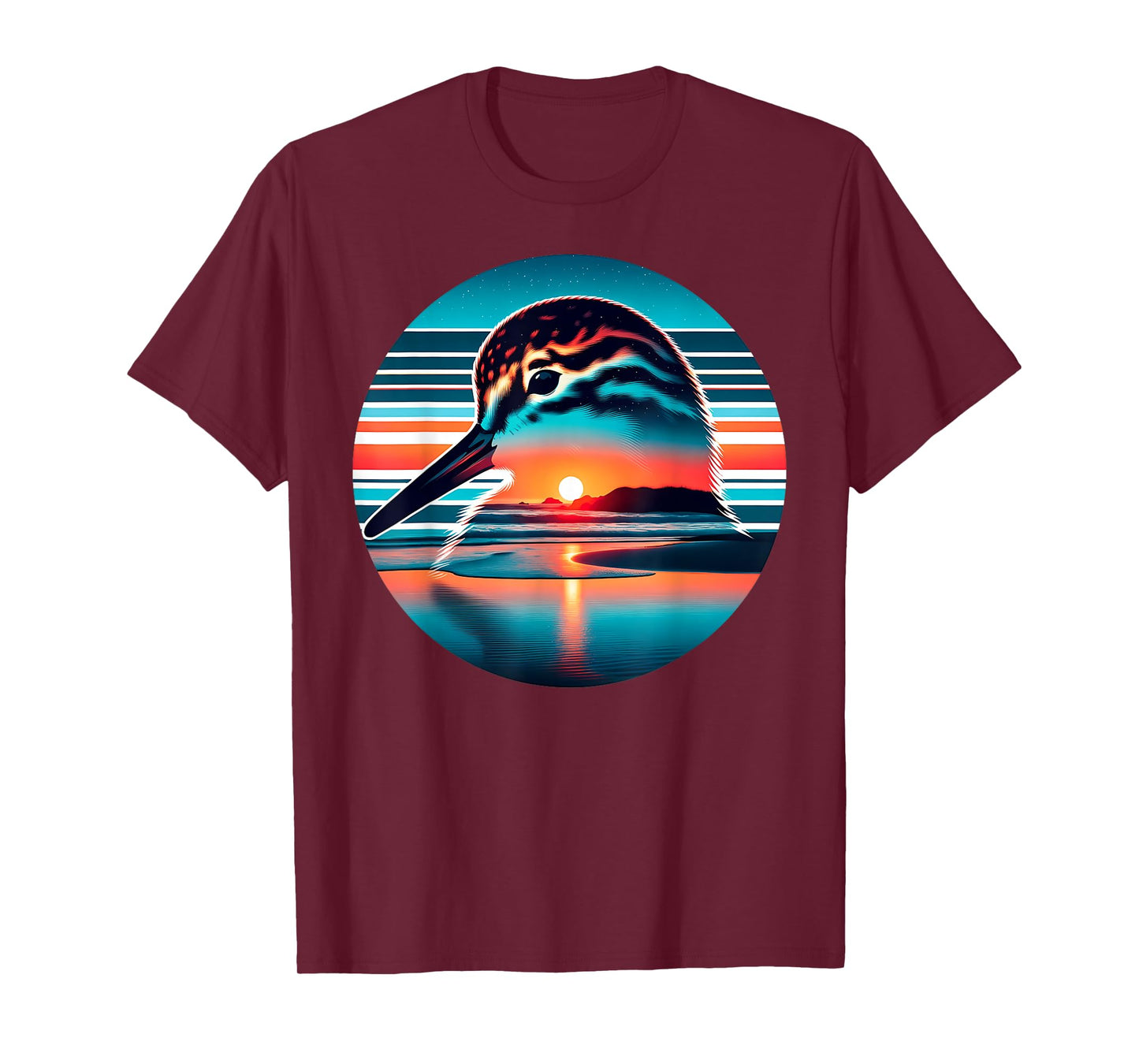 Sandpiper Bird Sunset Retro Style Safari Vintage 70s T-Shirt