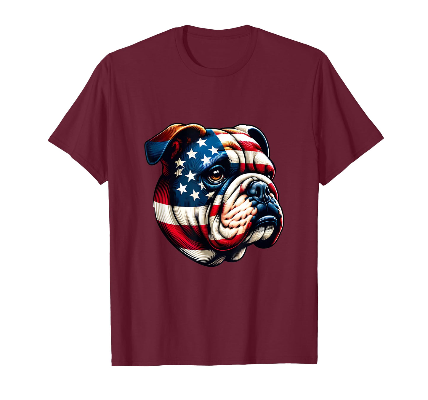 Patriotic English Bulldog Lover Owner Men American USA Flag T-Shirt