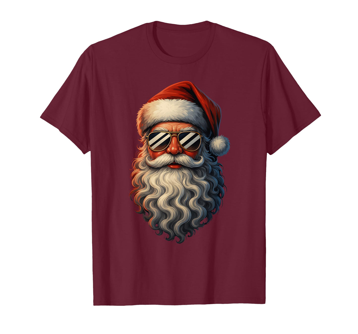 Retro Cool Sunglasses Santa Claus Face Christmas Men Boys T-Shirt