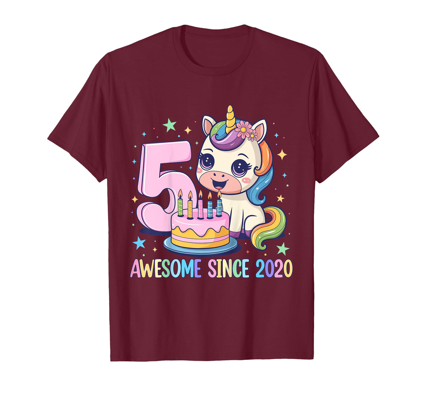 Kids Unicorn 5th Birthday 5 Year Old Unicorn Party Girls Outfit T-Shirt
