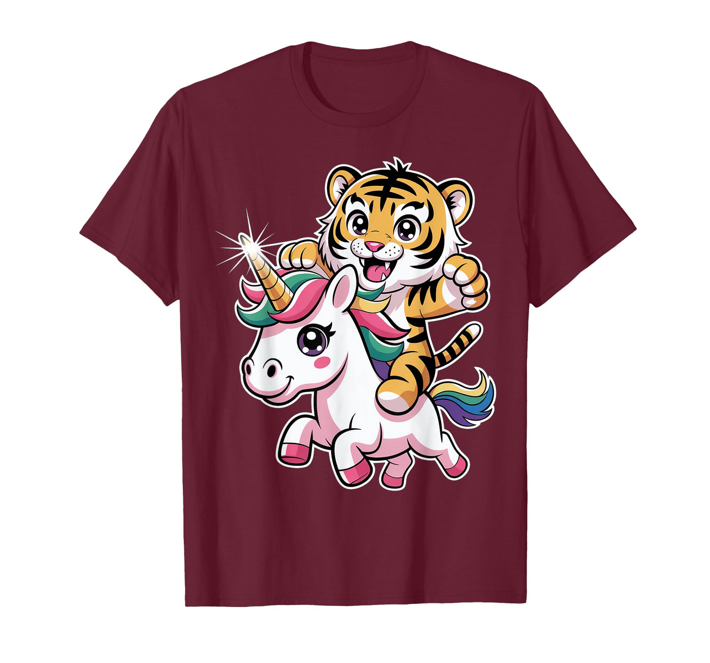 Cute Unicorn and Tiger Friendship T-Shirt