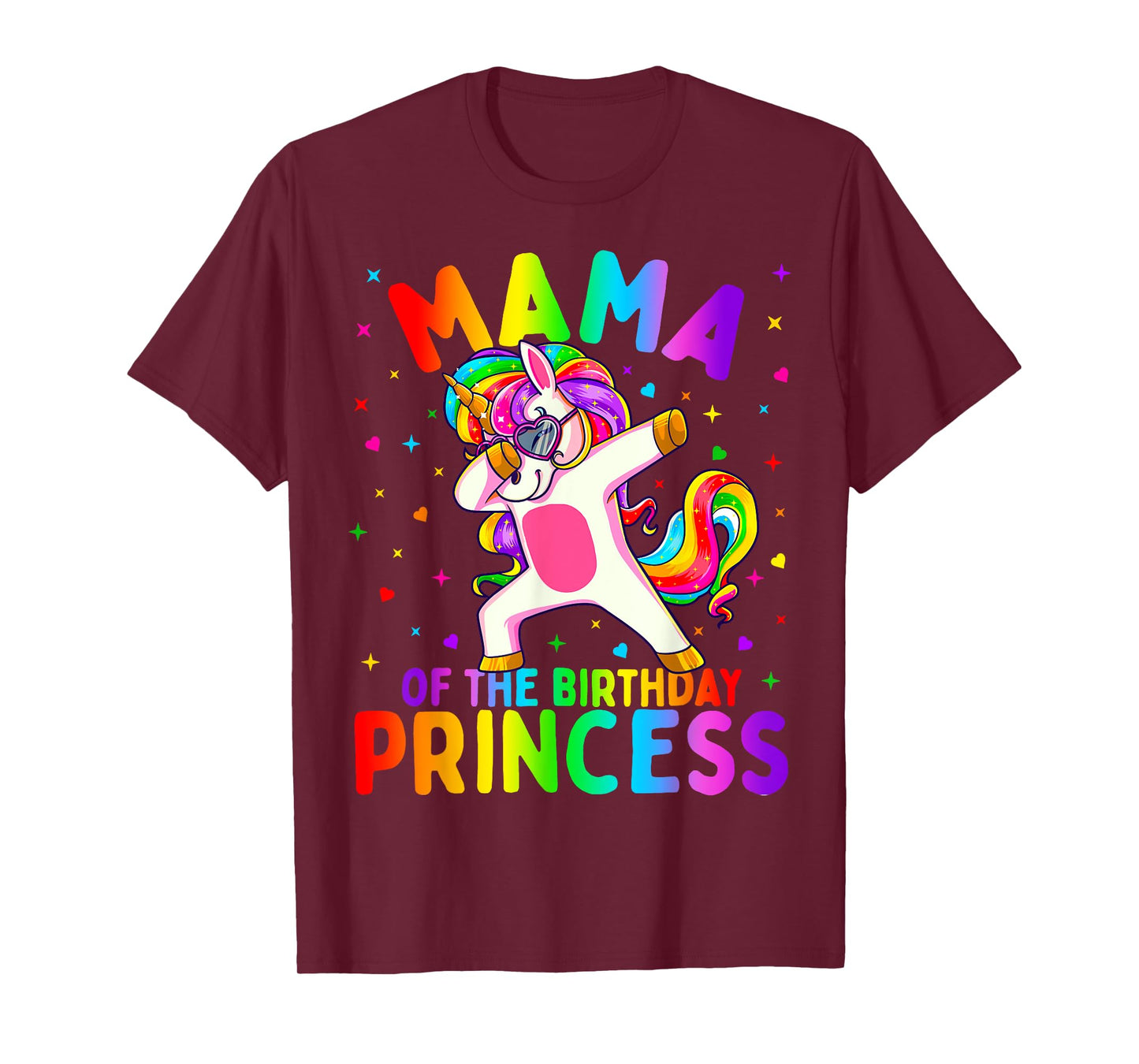 Mama of the Birthday Princess Girl Dabbing Unicorn Mom T-Shirt