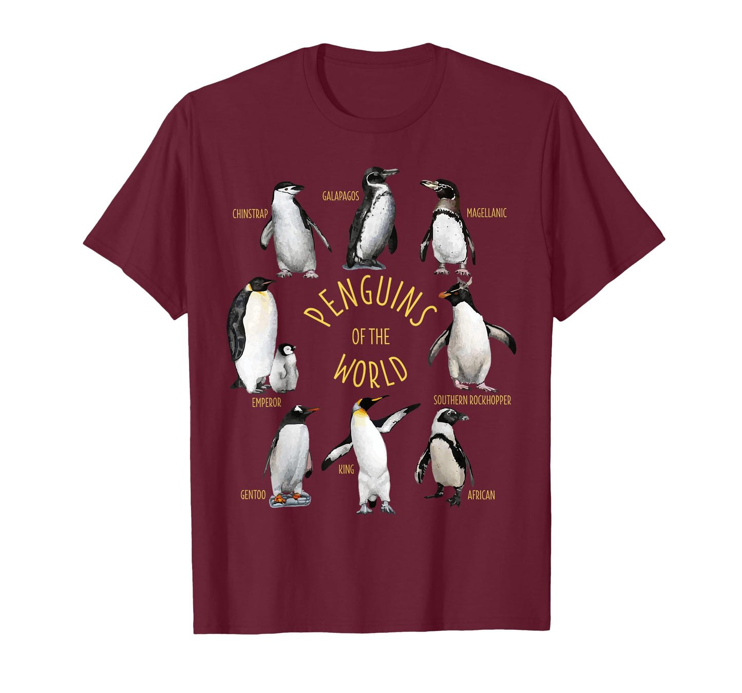 All Types Of Penguins Of The World Funny Penguin Lover Gift T-Shirt