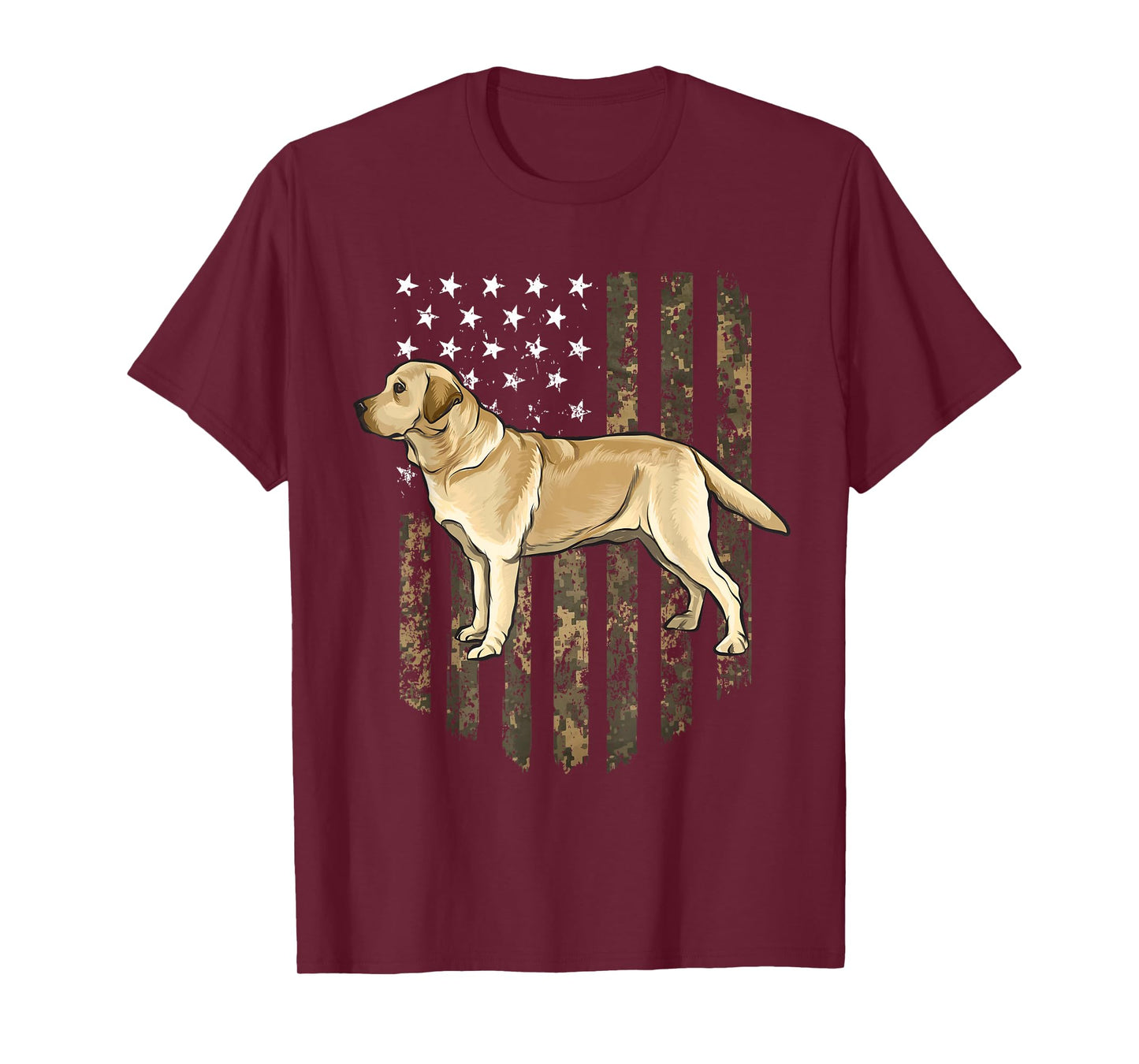 Camo American Flag Yellow Labrador Retriever 4th Of July USA T-Shirt