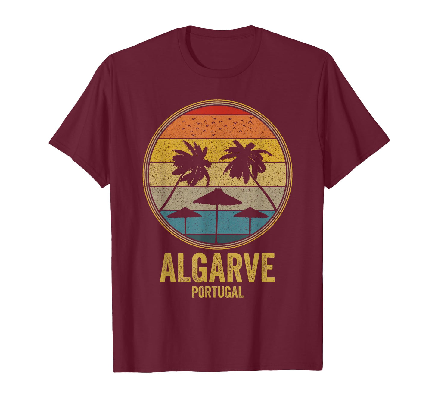 Algarve Portugal Retro Vintage Sunset 80s Beach Distressed Men Women T-Shirt