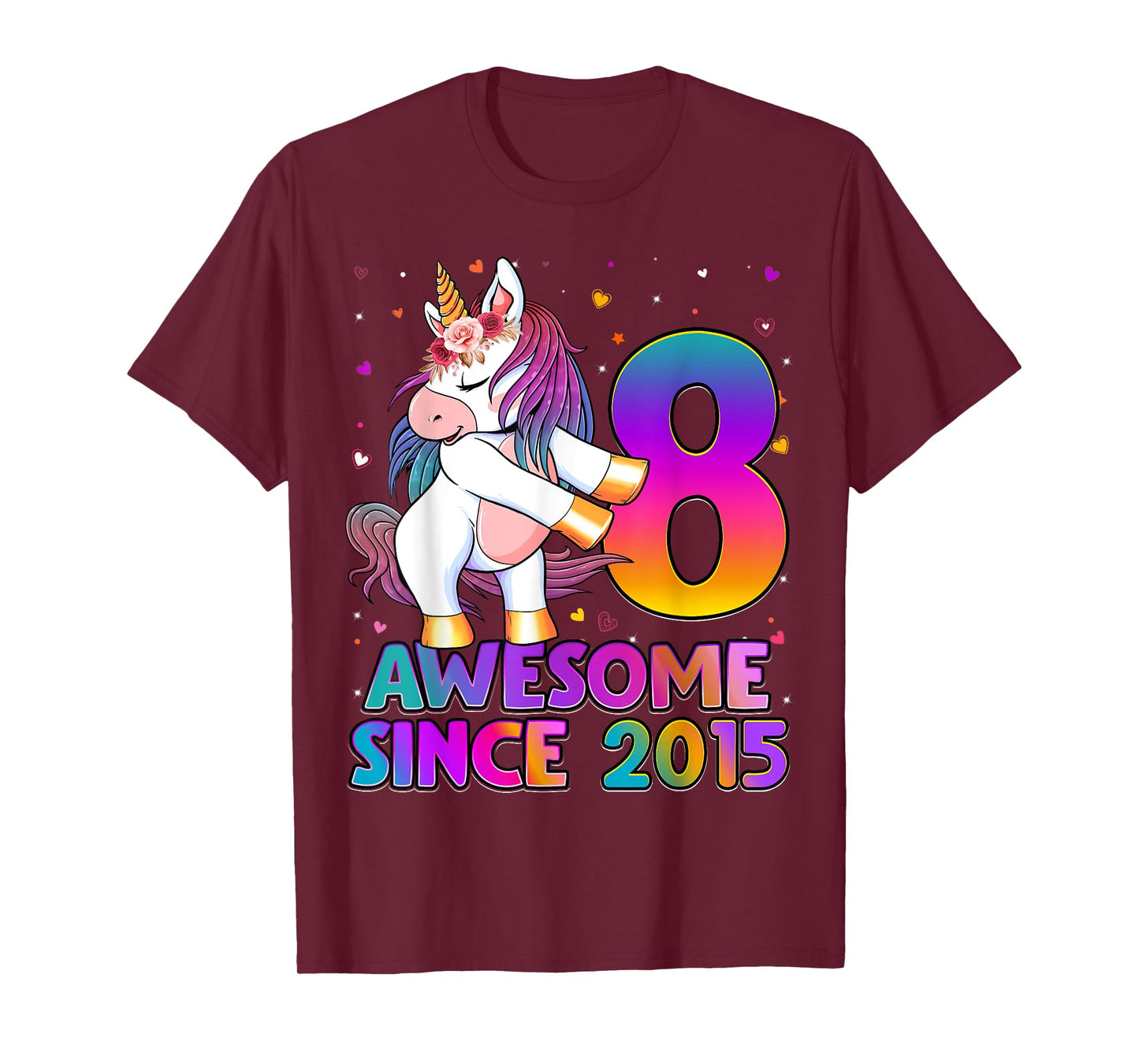 8 Years Old Unicorn Flossing 8th Birthday Girl Unicorn Party T-Shirt