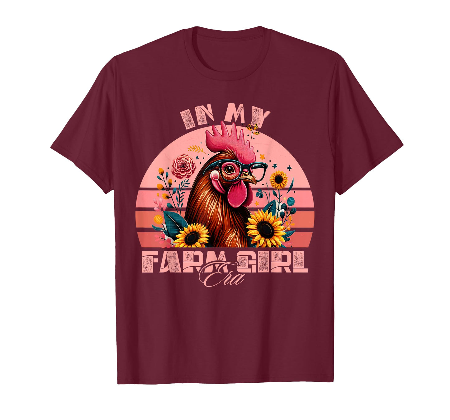 In My Farm Girl Era Cute Retro Chicken and Flowers Farm Life T-Shirt