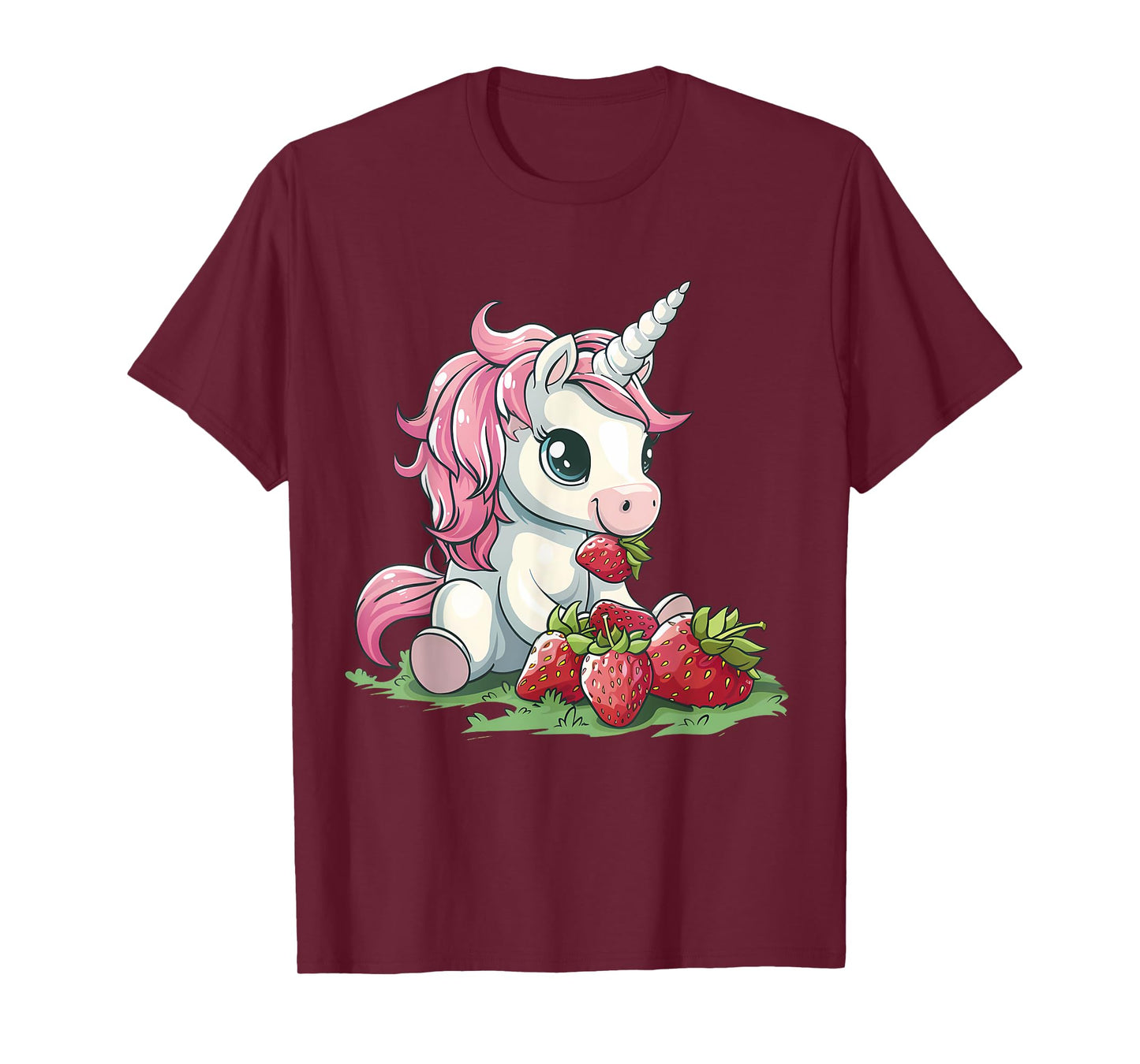 Strawberry Unicorn Cute Strawberries Drawing Motif T-Shirt