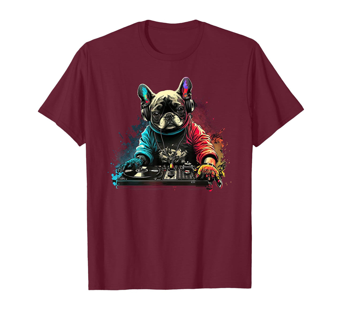 Funny French Bulldog Frenchie DJ Electronic EDM music T-Shirt