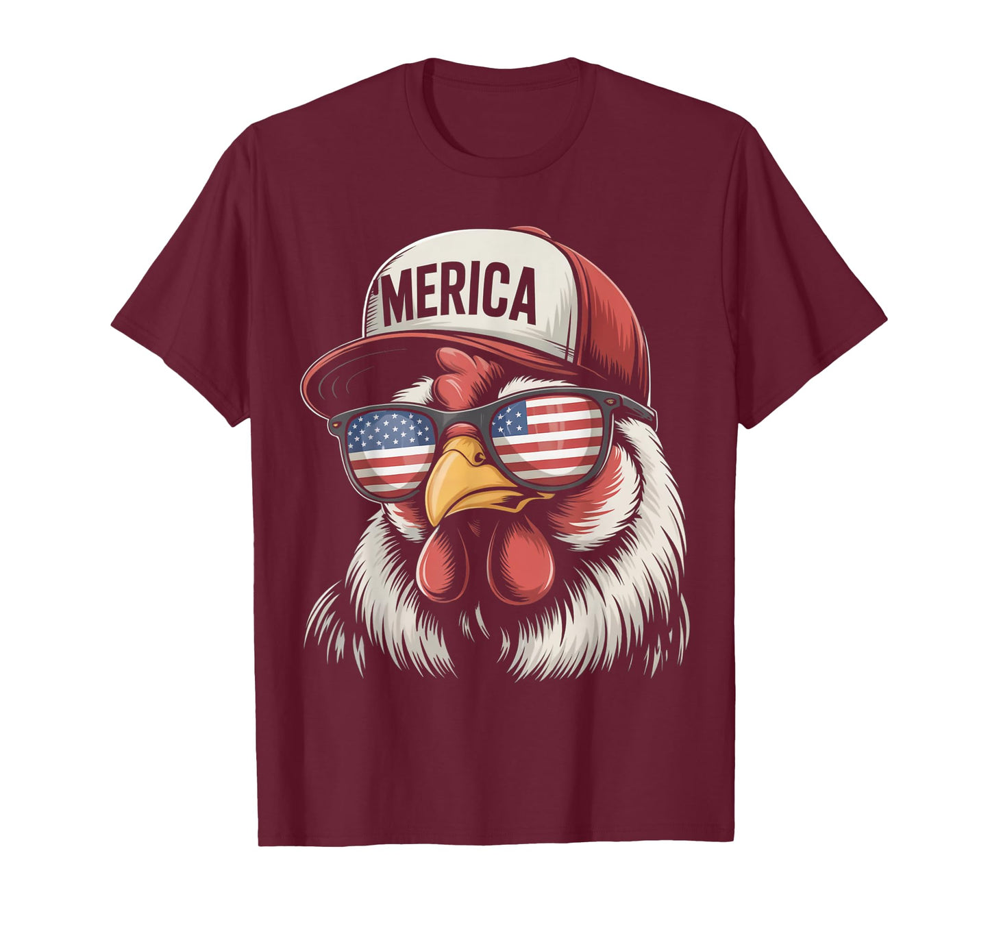 'Merica Chicken American Flag USA Farmer Funny 4th Of July T-Shirt