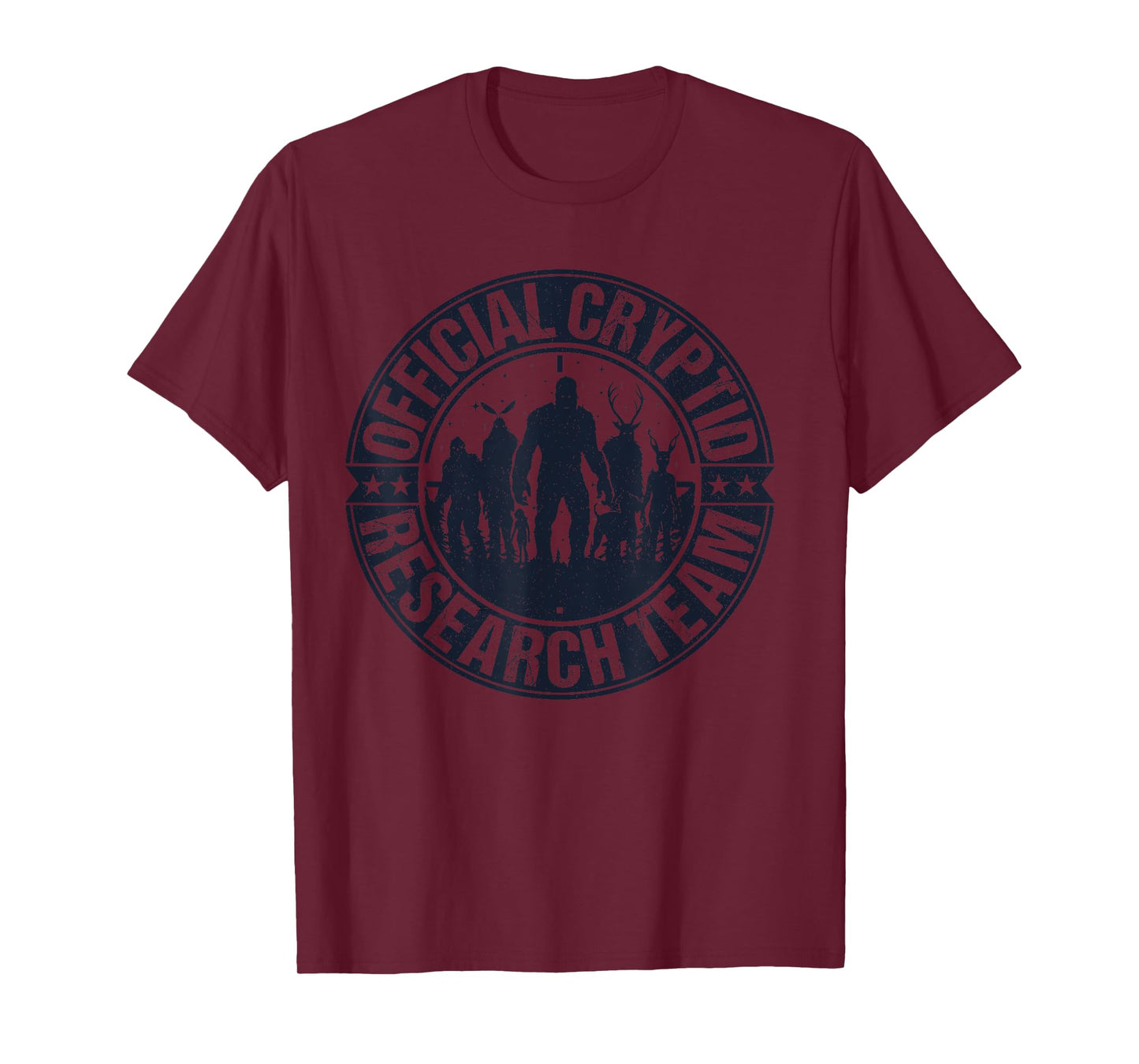Official Cryptid Research Team Retro Cryptozoology Hunt Crew T-Shirt