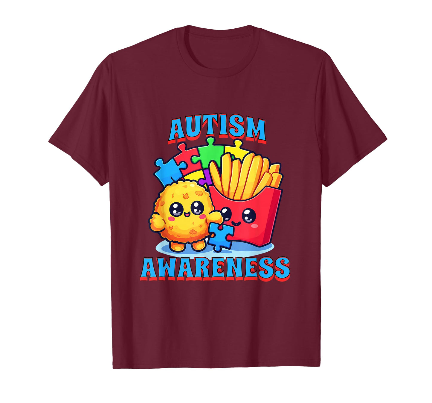 Chicken Nugget and French Fries Autism Awareness T-Shirt