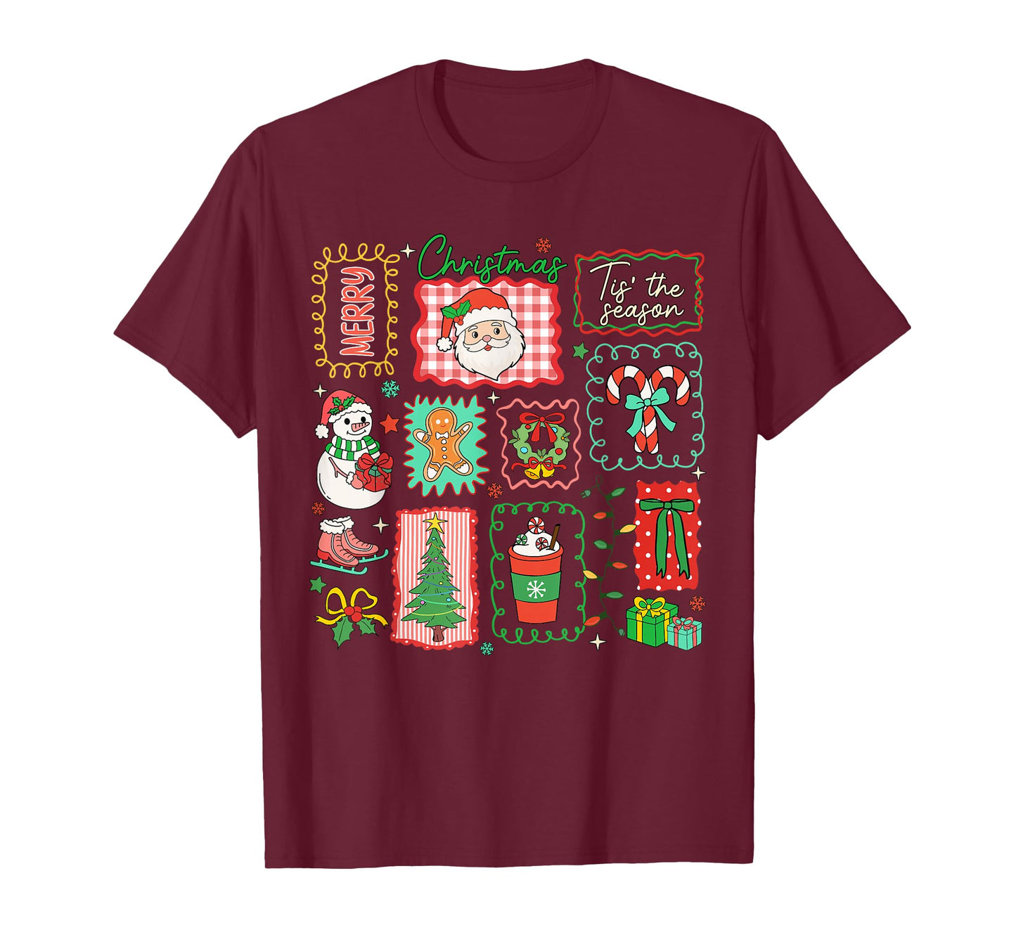Preppy Tis The Season Merry Christmas Santa Family Xmas Kids T-Shirt