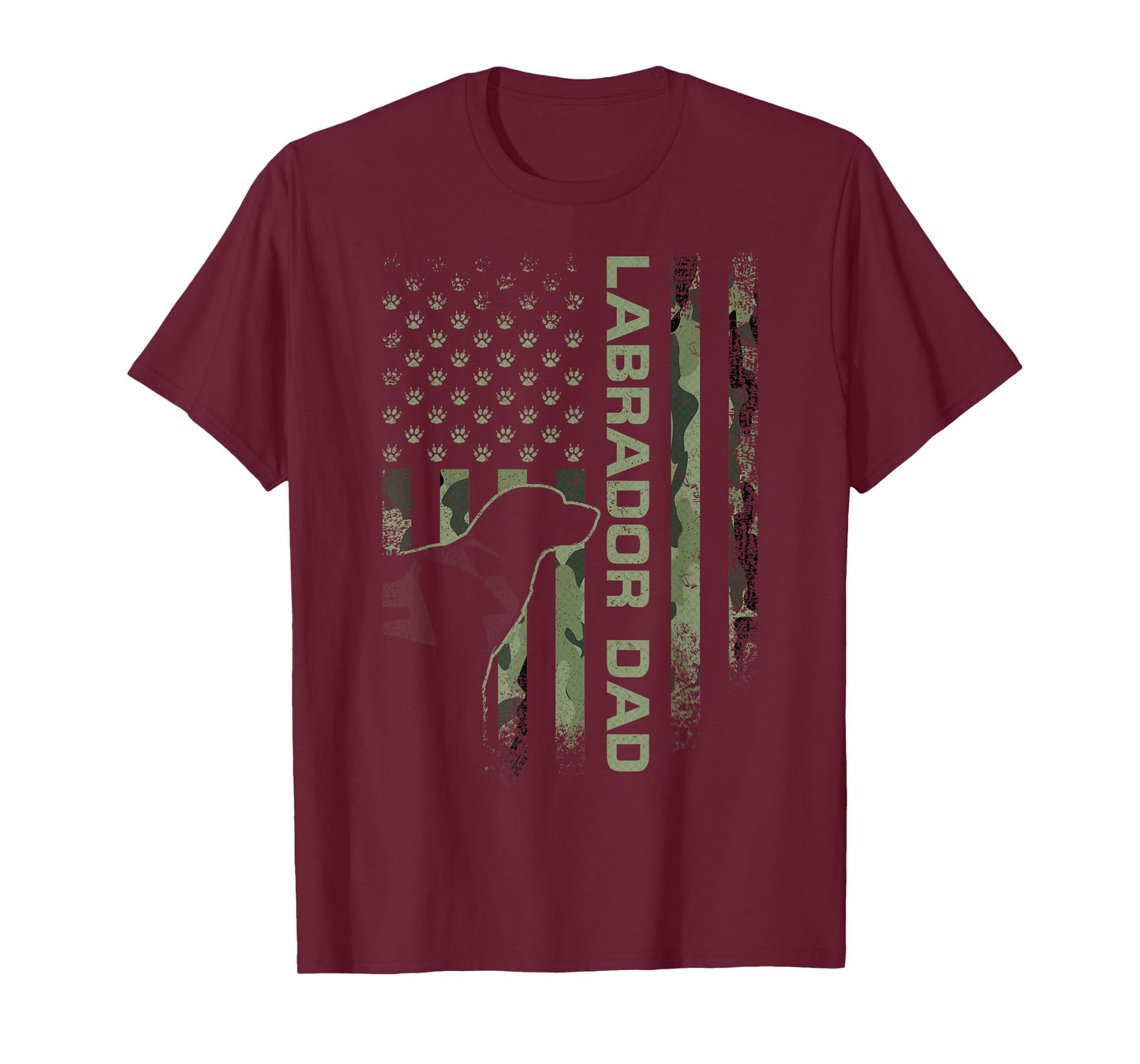 USA Camo Flag Proud Labrador Retriever Dad Lab Silhouette T-Shirt