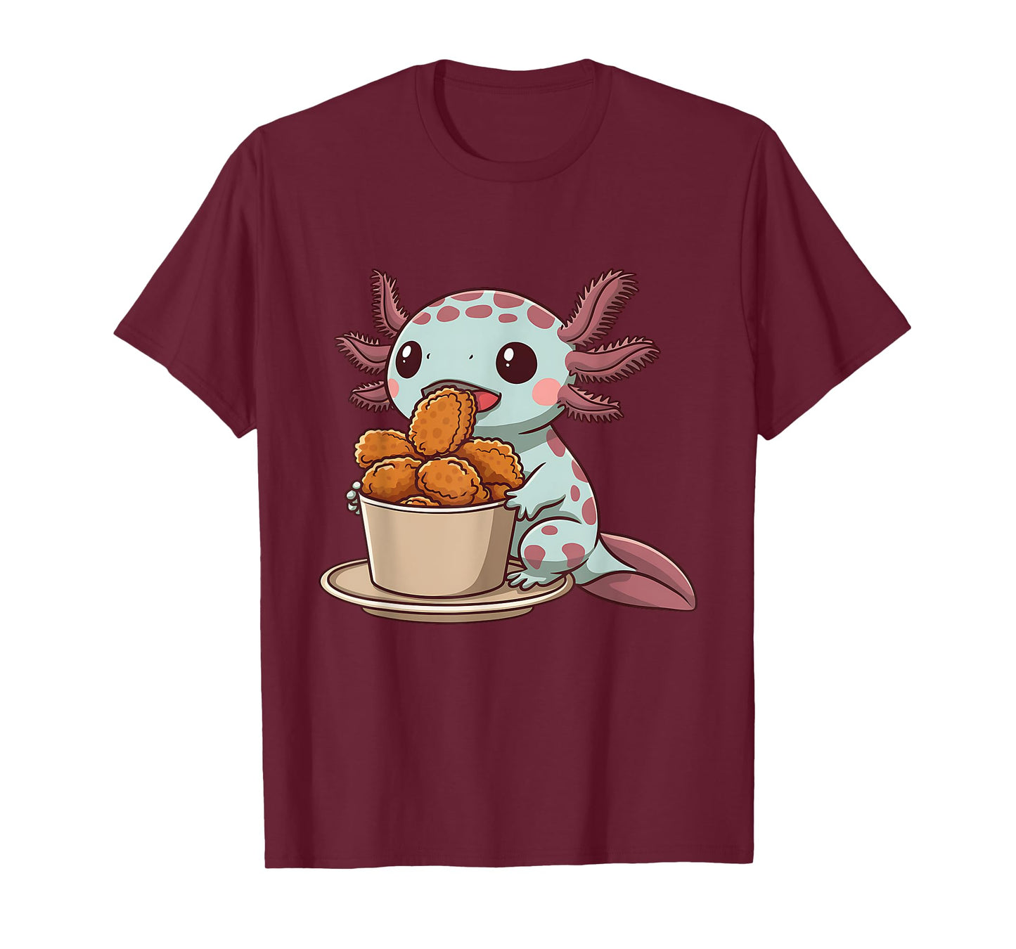 Cute Axolotl Kawaii Animal Lover Print Unisex-Adults and Kids T-Shirt Black Small Modern Cartoon Animal Themed T-Shirt