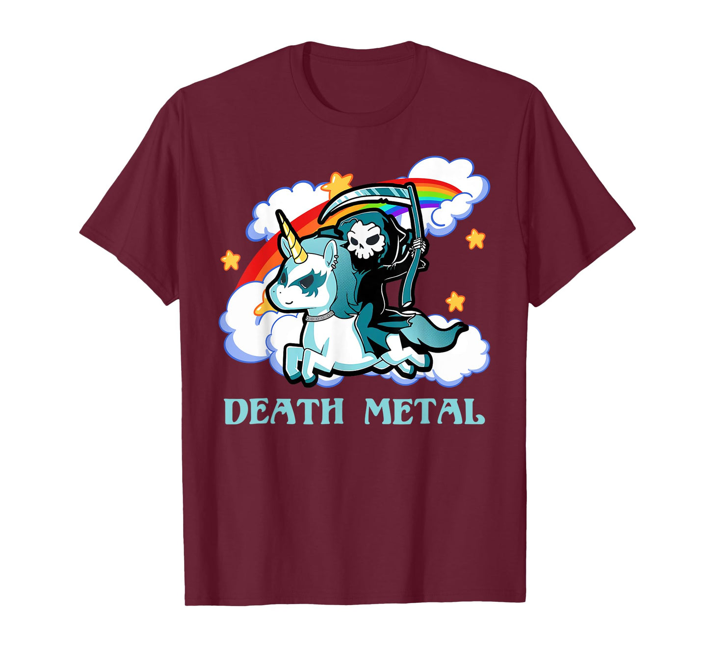 Funny Rainbow Skeleton Unicorn Death Metal Music Festival T-Shirt