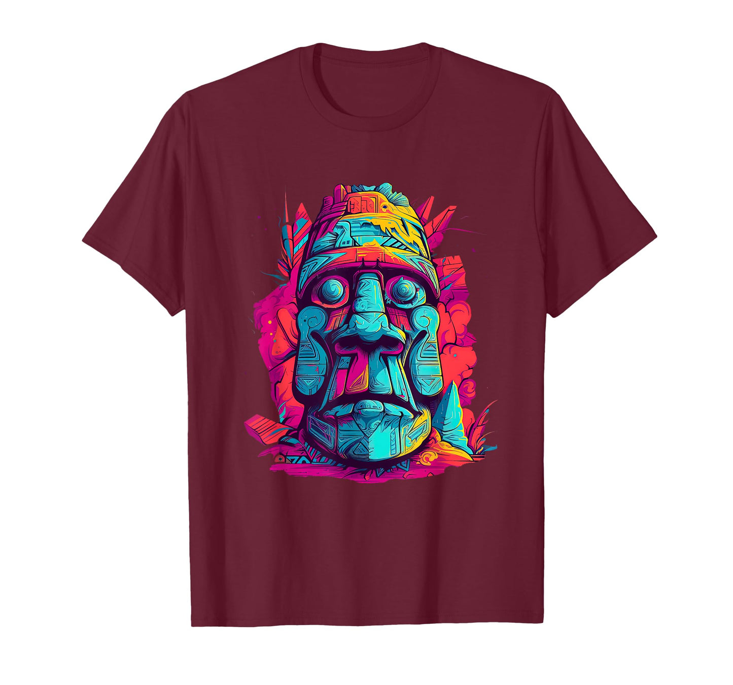 moai island colourful art usa us native american T-Shirt