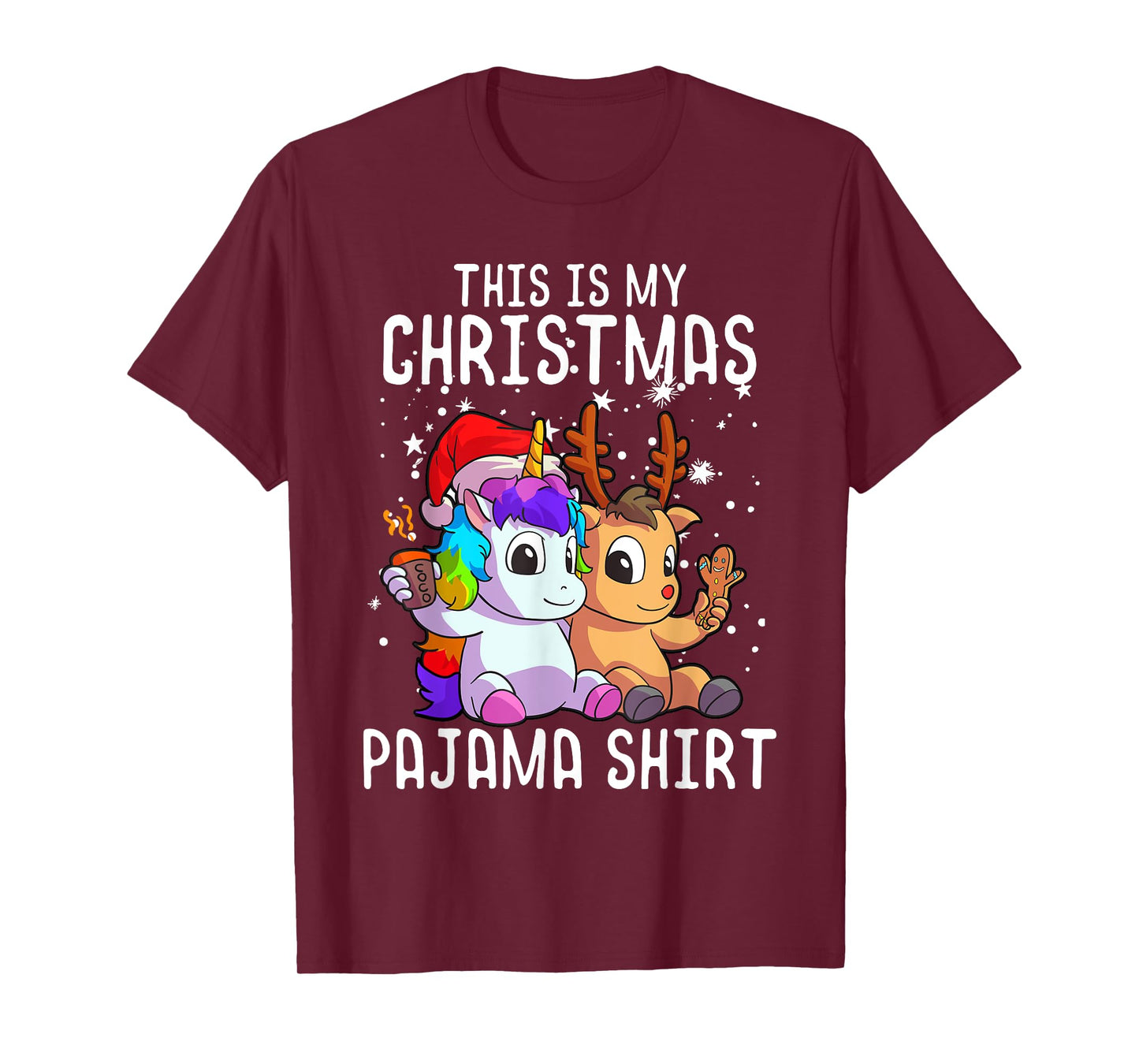 Unicorn Christmas Pajama Shirt Reindeer Unicorn Lover Gift T-Shirt