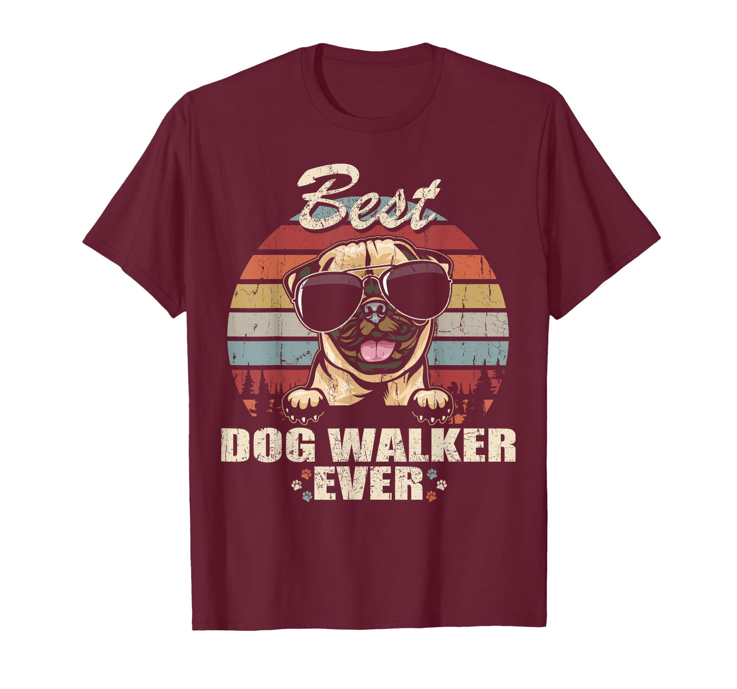 Pug Best Dog Walker Ever Funny Quote Vintage T-Shirt for Men Women Kids