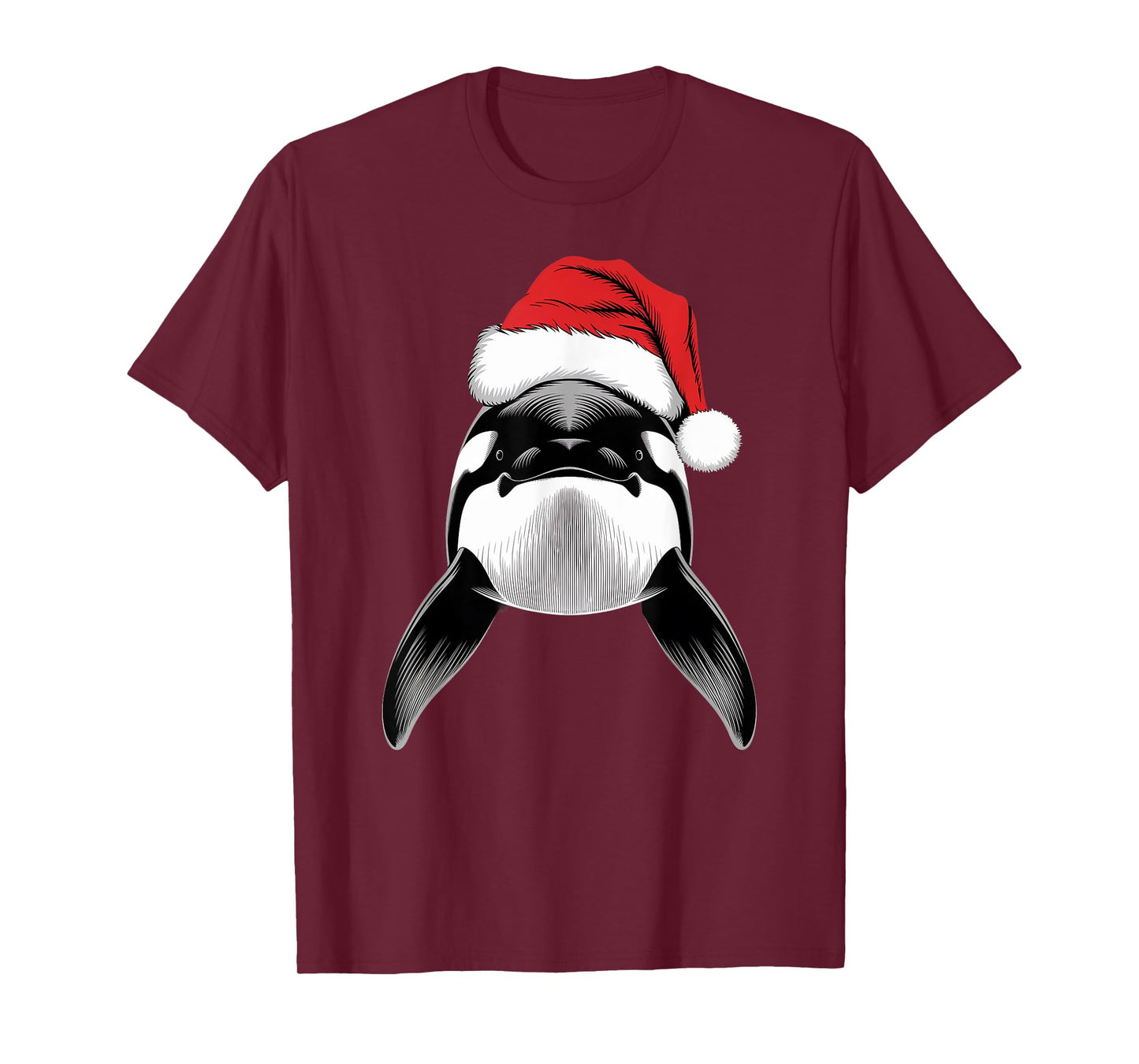 Joyful Orca Santa on Orca Christmas T-Shirt