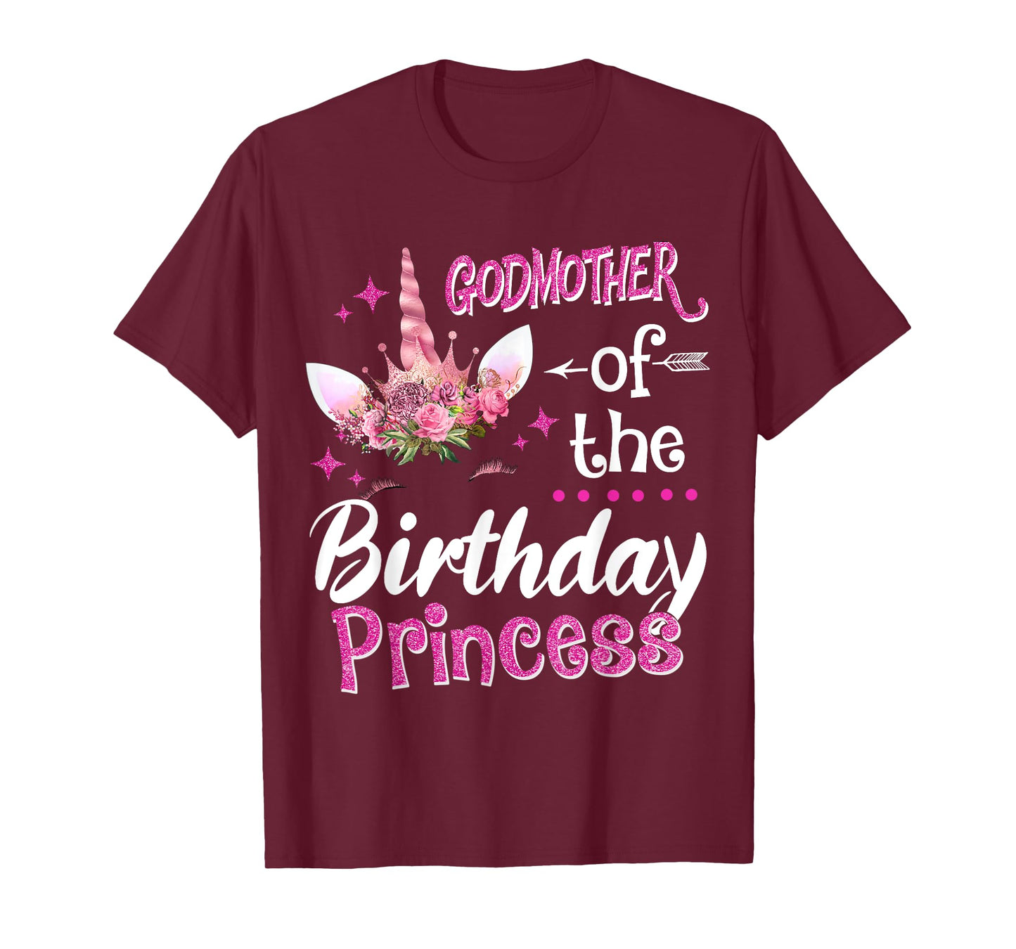 Godmother Of The Birthday Princess Unicorn Flower Mommy T-Shirt