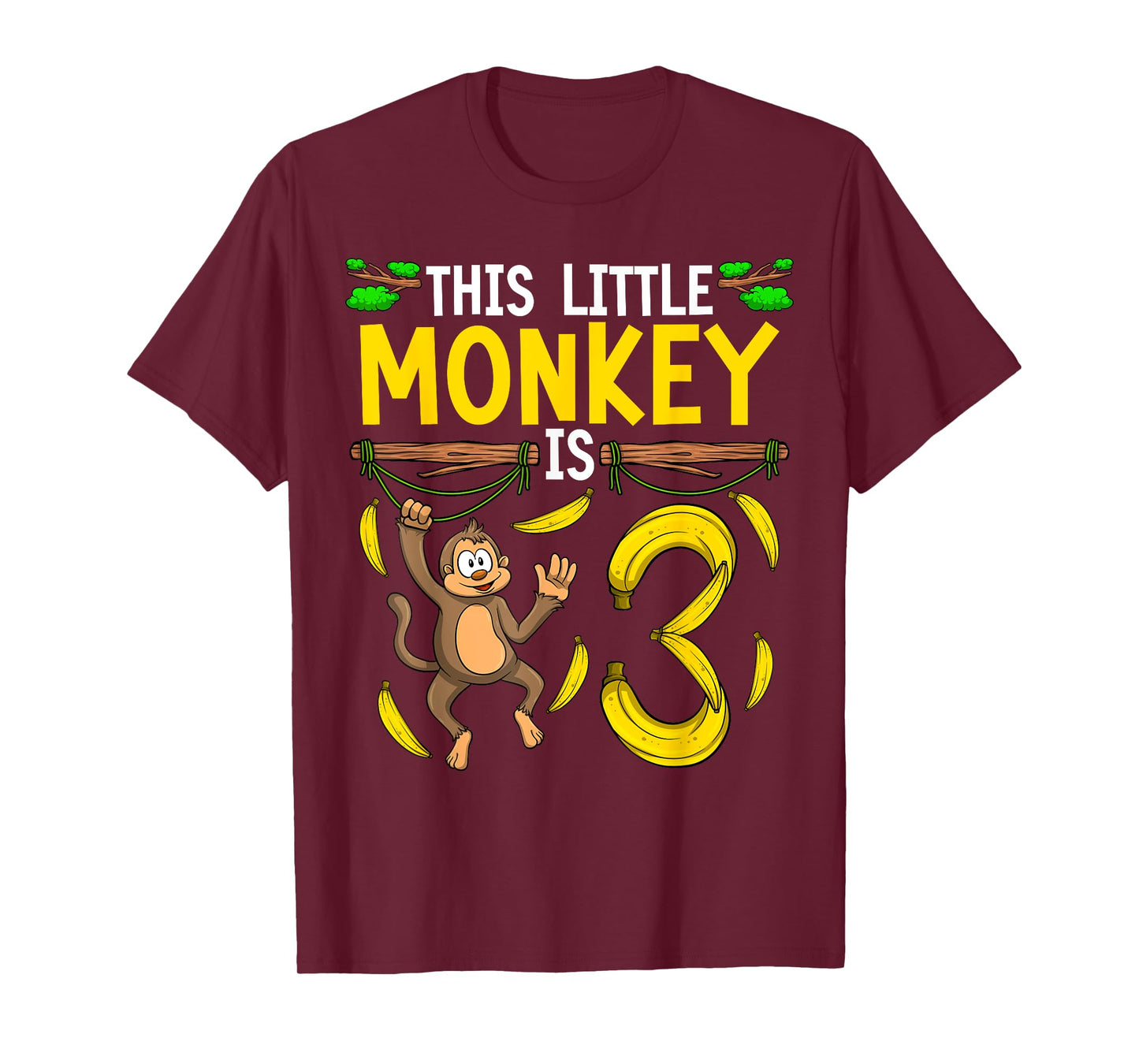 Monkey Birthday Shirt 3rd Monkey Theme Party Kids T-Shirt