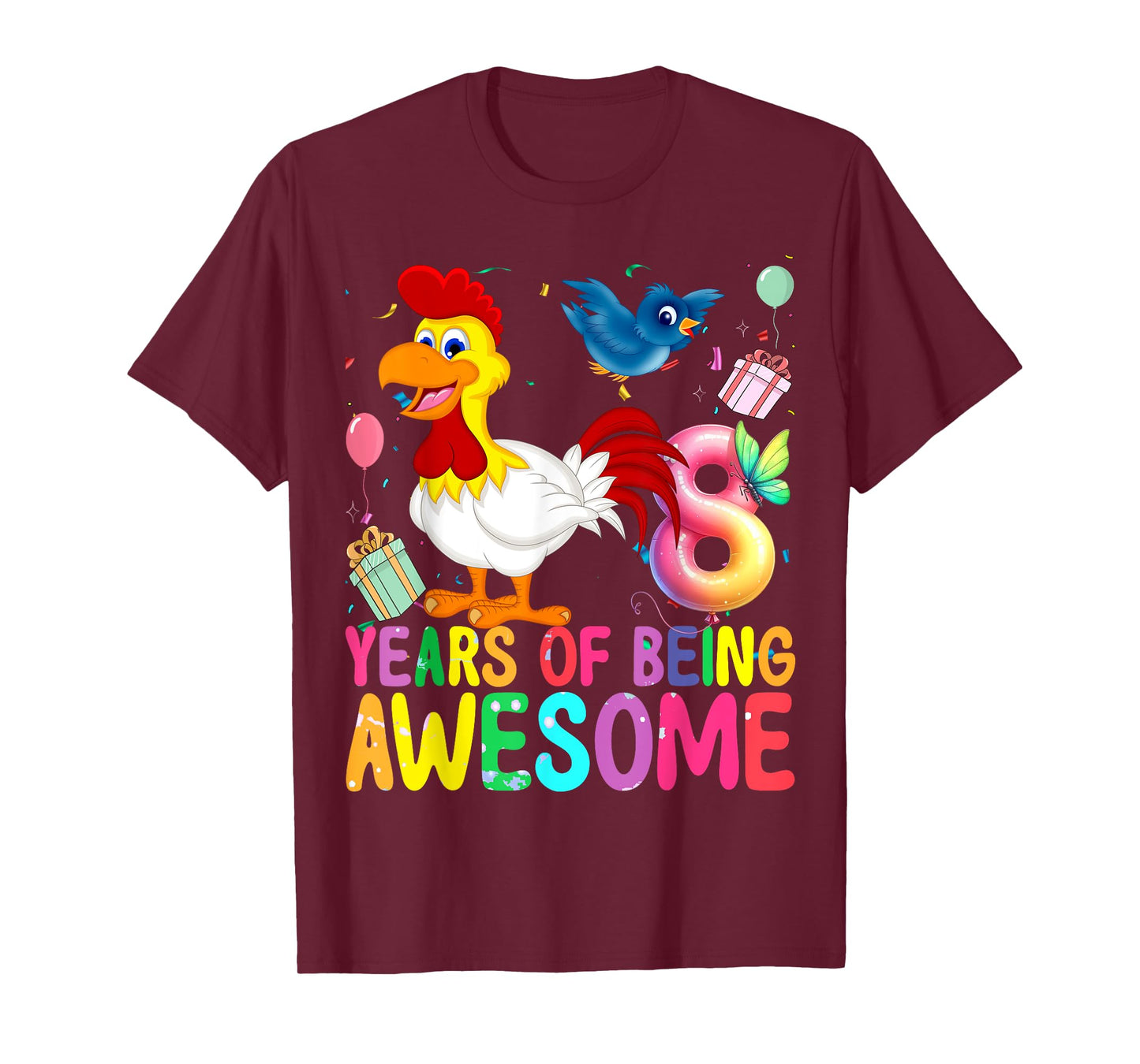 8 Years Old Chicken 8th Birthday Girl Chicken Party T-Shirt