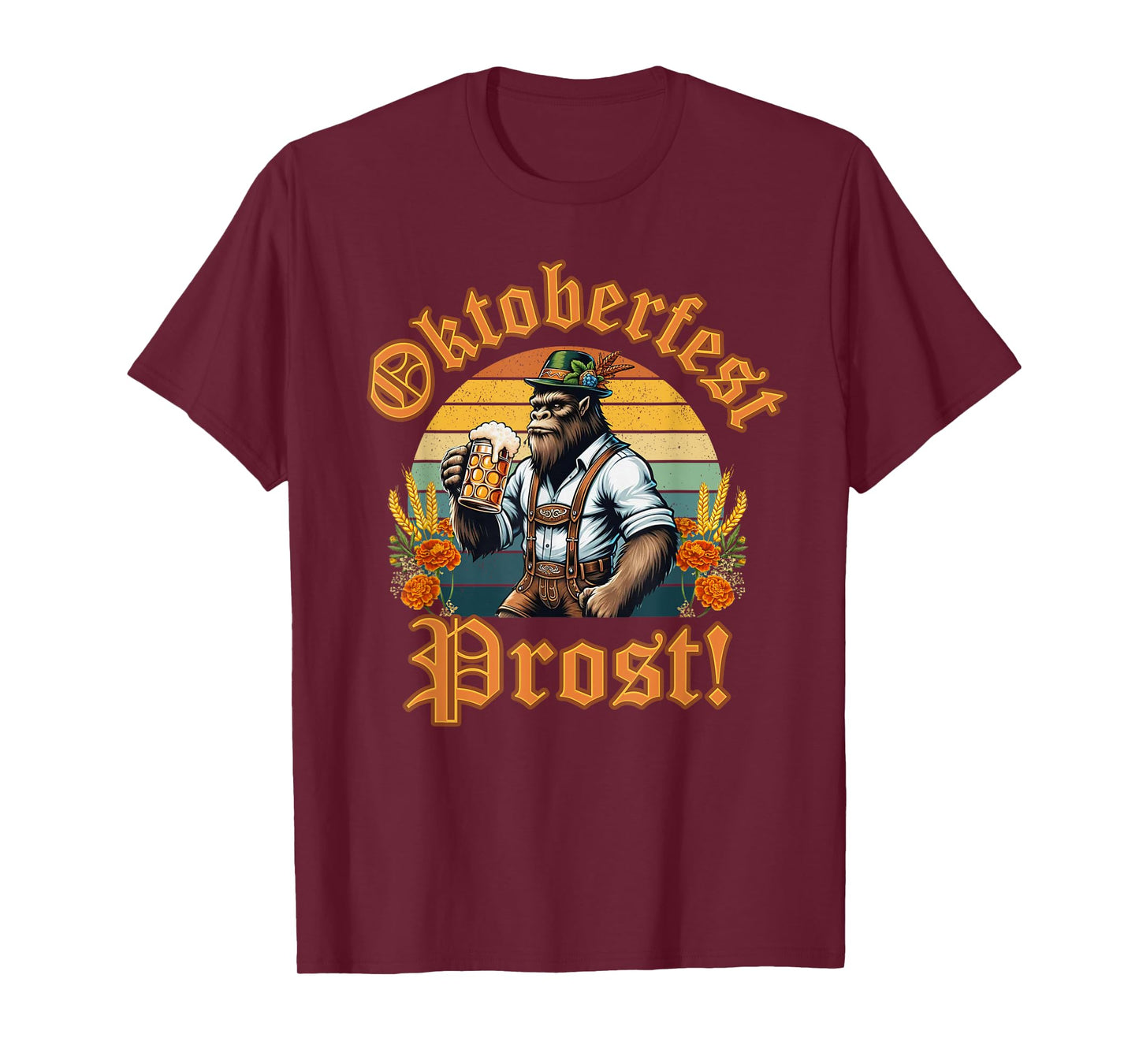 German Bigfoot Lederhosen Oktoberfest Men Prost Beer Mug T-Shirt