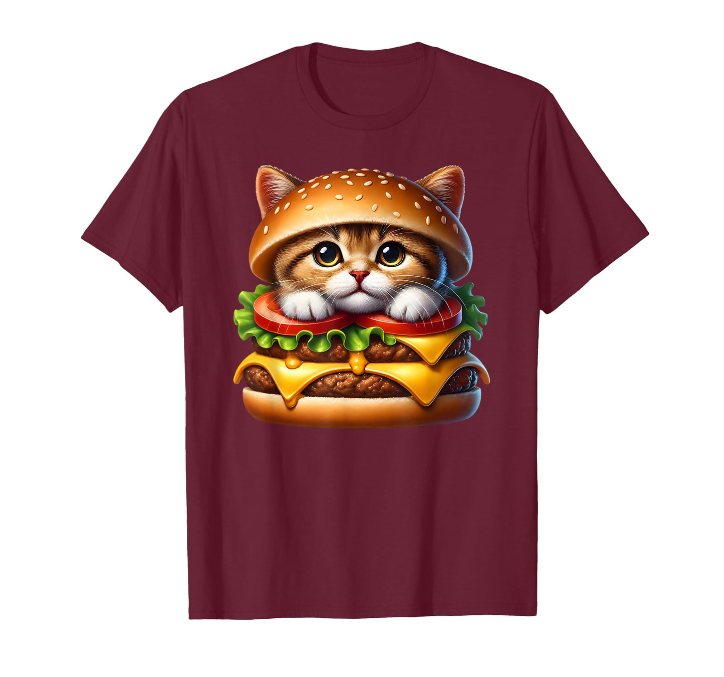 Funny Fast Food Cat Burger Lover Cute Cats Cheeseburger Men Women Kids T-Shirt