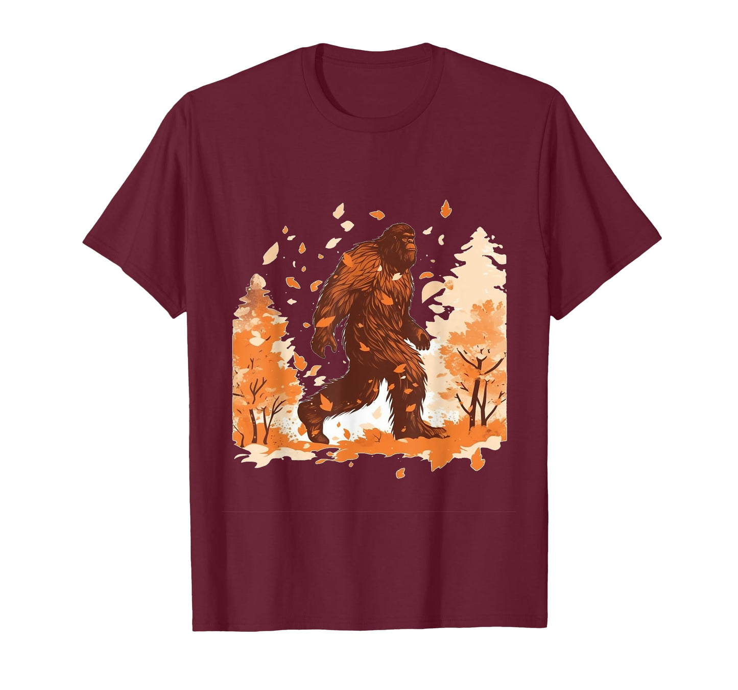 Bigfoot Fall Leaves Thanksgiving Day Sasquatch Autumn T-Shirt