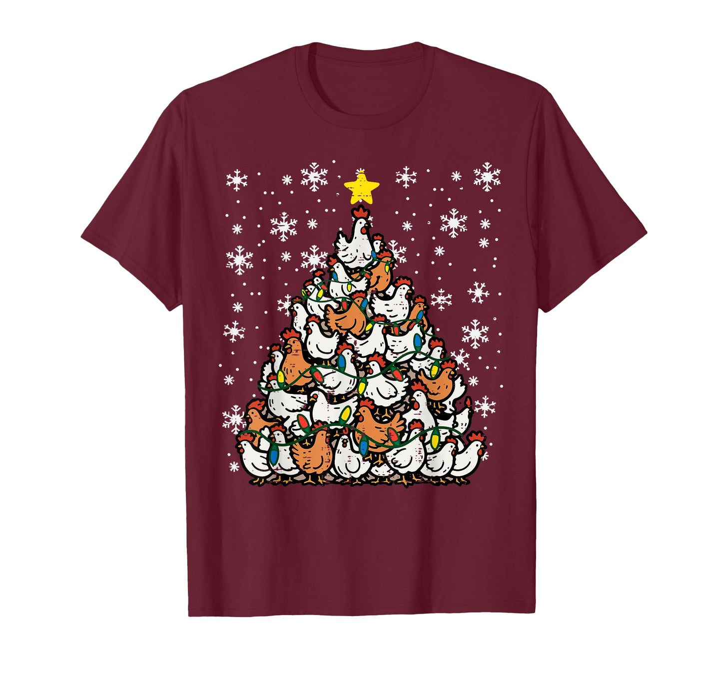 Christmas Chickens Xmas Tree Hens Farm Farmer Women Kids Men T-Shirt