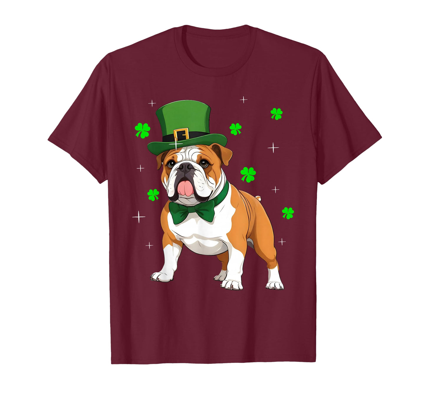 Shamrock Leprechaun Hat English Bulldog St Patrick's Day Men Women Kids T-Shirt