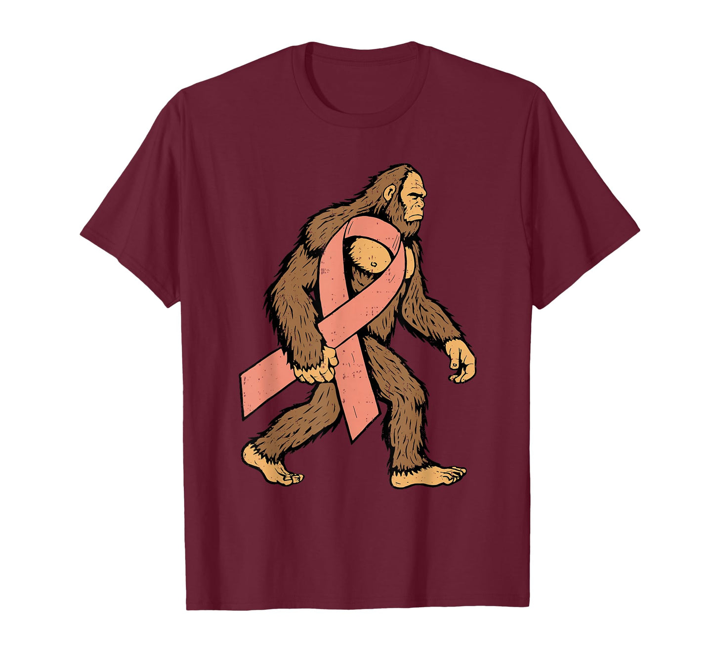 Uterine Cancer Awareness Bigfoot Ribbon Peach Men Boy Kid T-Shirt