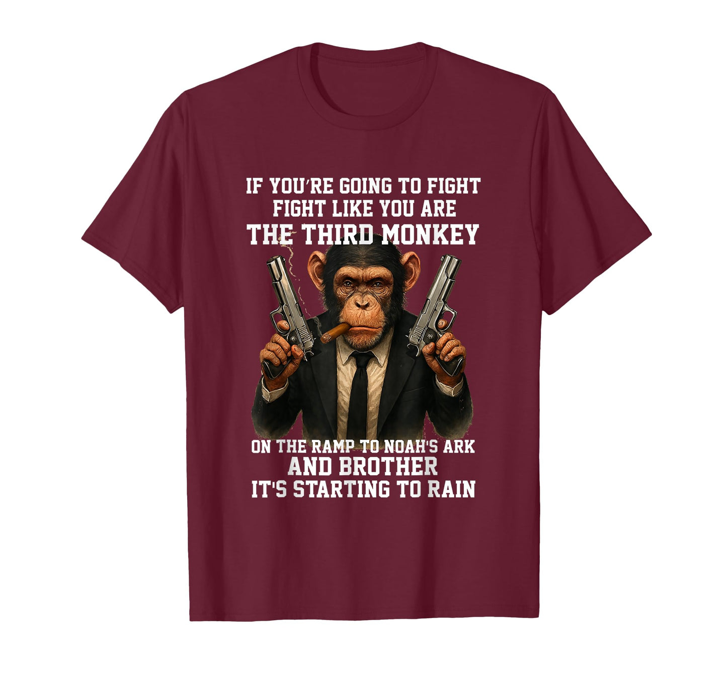 Fight Like The Third Monkey Noah Ark Rain Funny T-Shirt