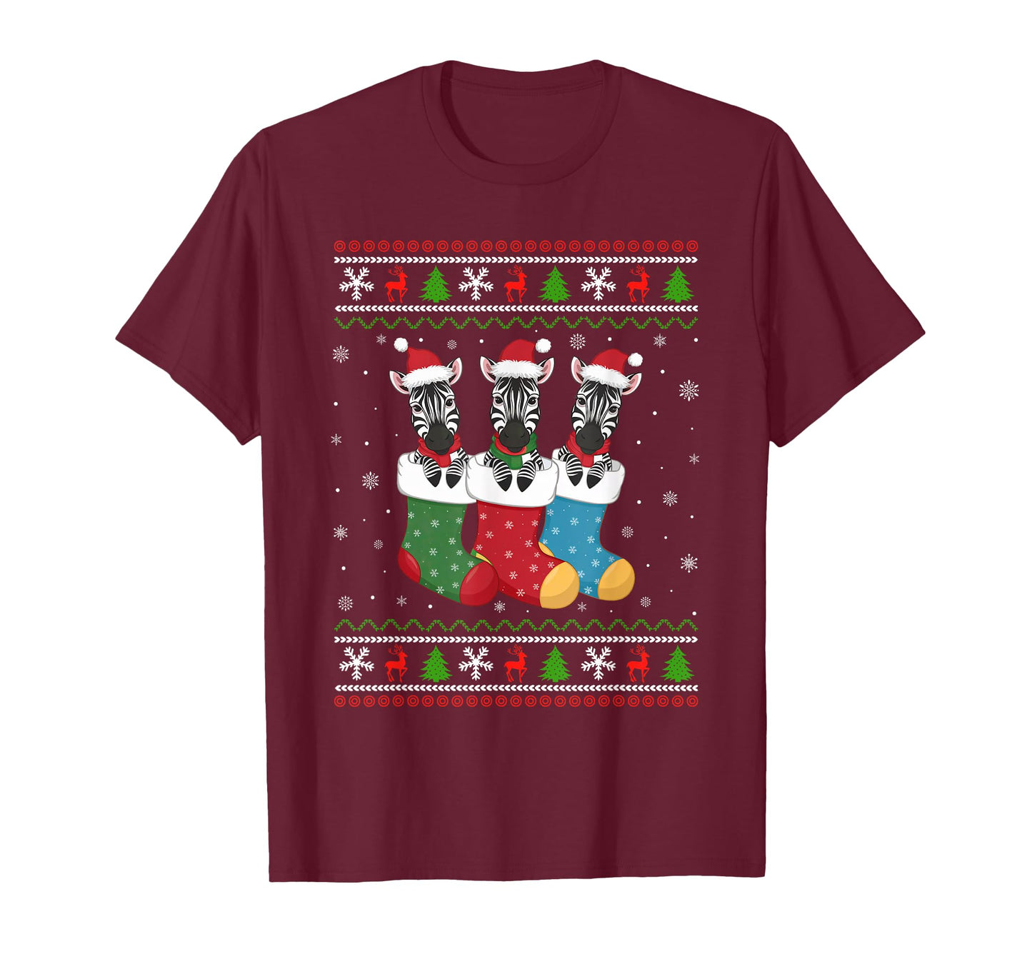 Ugly Xmas Sweater Zebra In Christmas Socks T-Shirt