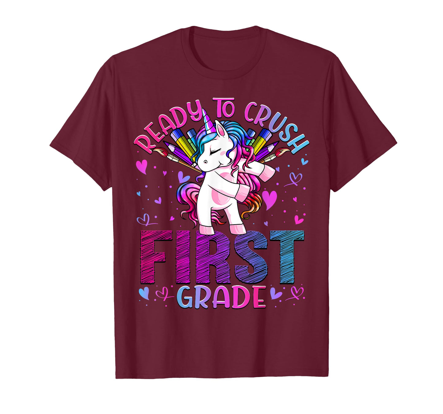 Ready to Crush First 1st Grade Back To School Unicorn Kids T-Shirt
