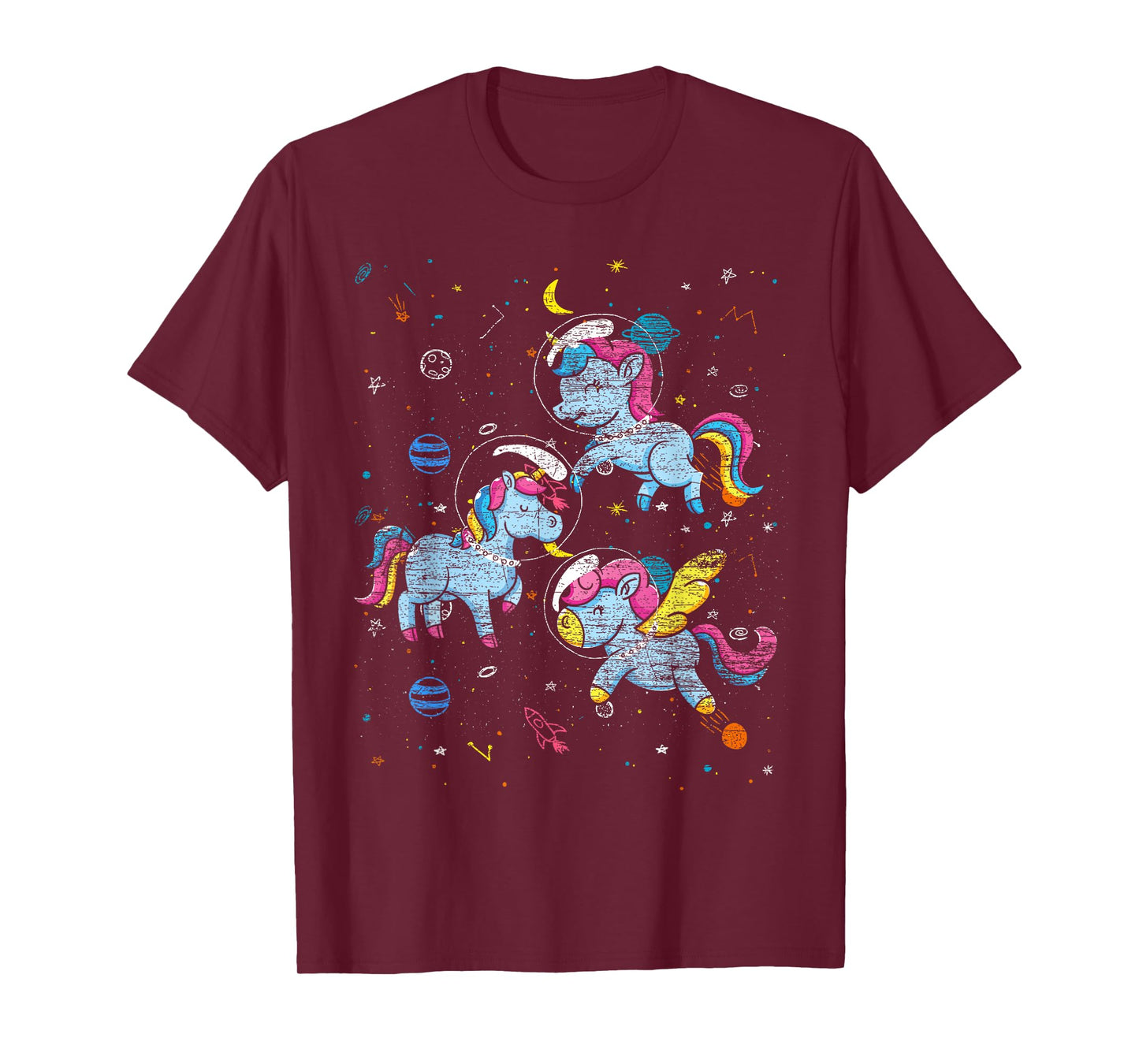 Astronaut Outer Space Planets Magical Girls Gift Unicorn T-Shirt