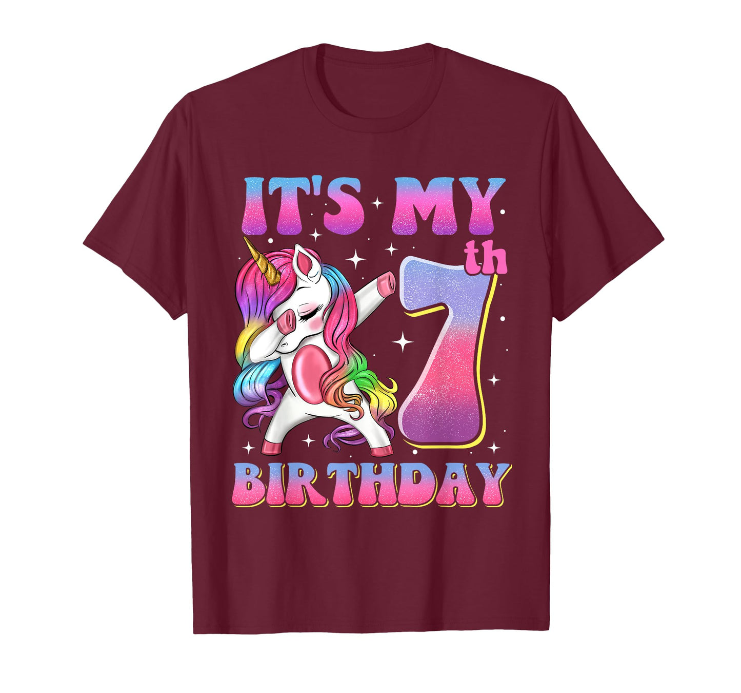 It's My 7th Birthday Dabbing Unicorn 7 Year Old Girls Kids T-Shirt