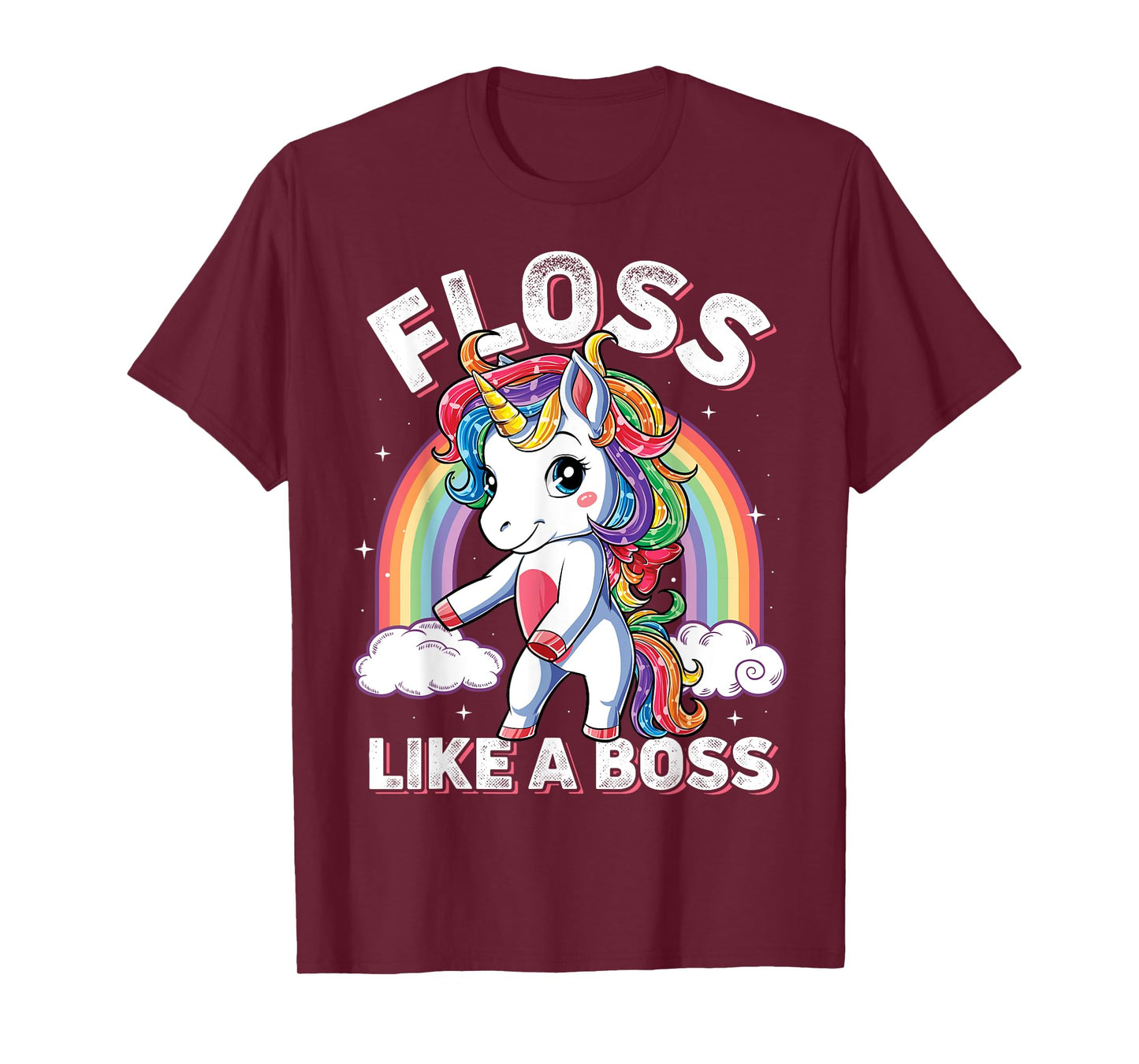 Unicorn Floss Like A Boss T shirt Girls Rainbow Flossing Tee T-Shirt