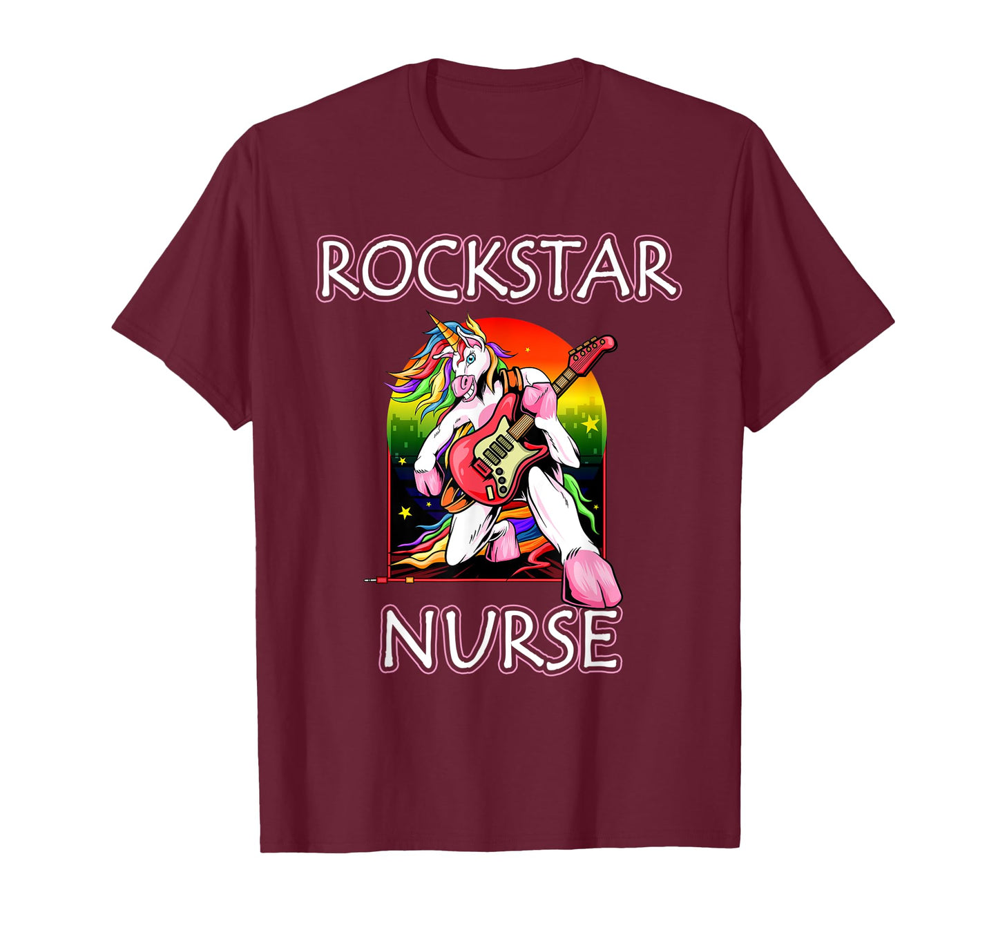Unicorn Nurse Rockstar Rock Guitar Music Band Nursing T-Shirt