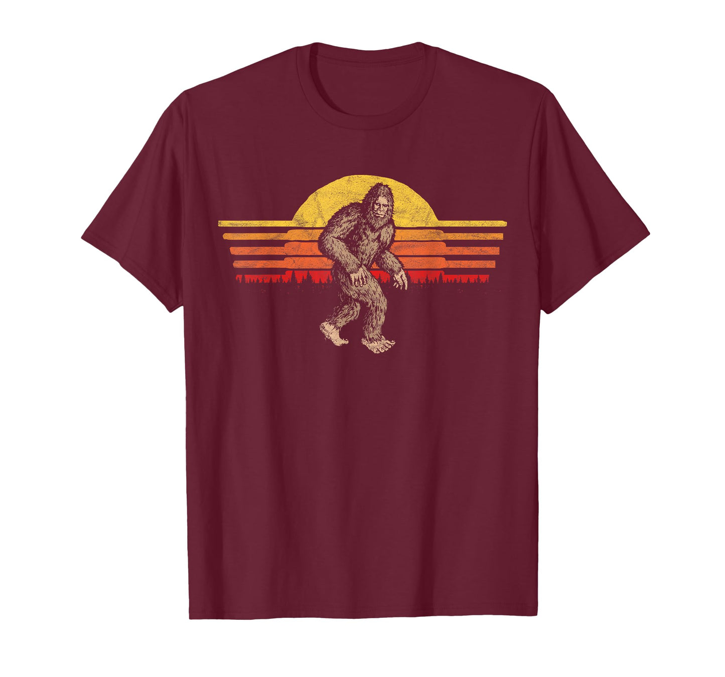 Bigfoot Distressed Eighties Sunset Vintage Sasquatch Sun T-Shirt