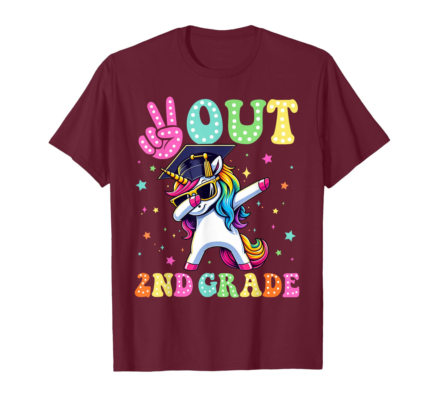 Unicorn Peace Out 2nd Grade Graduate Last Day Of School Kids T-Shirt